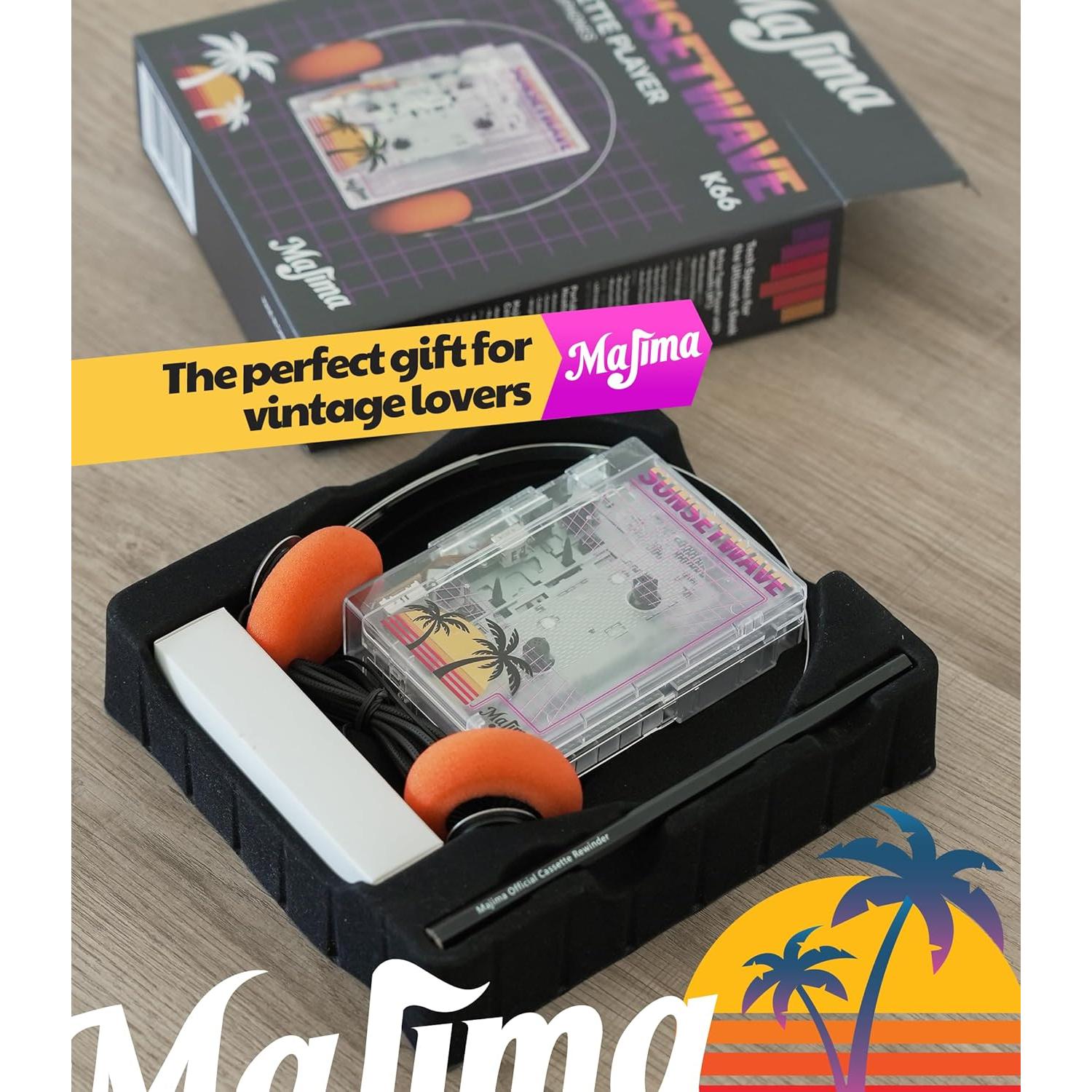 Reproductor de Casete Retro Majima SunsetWave Transparente