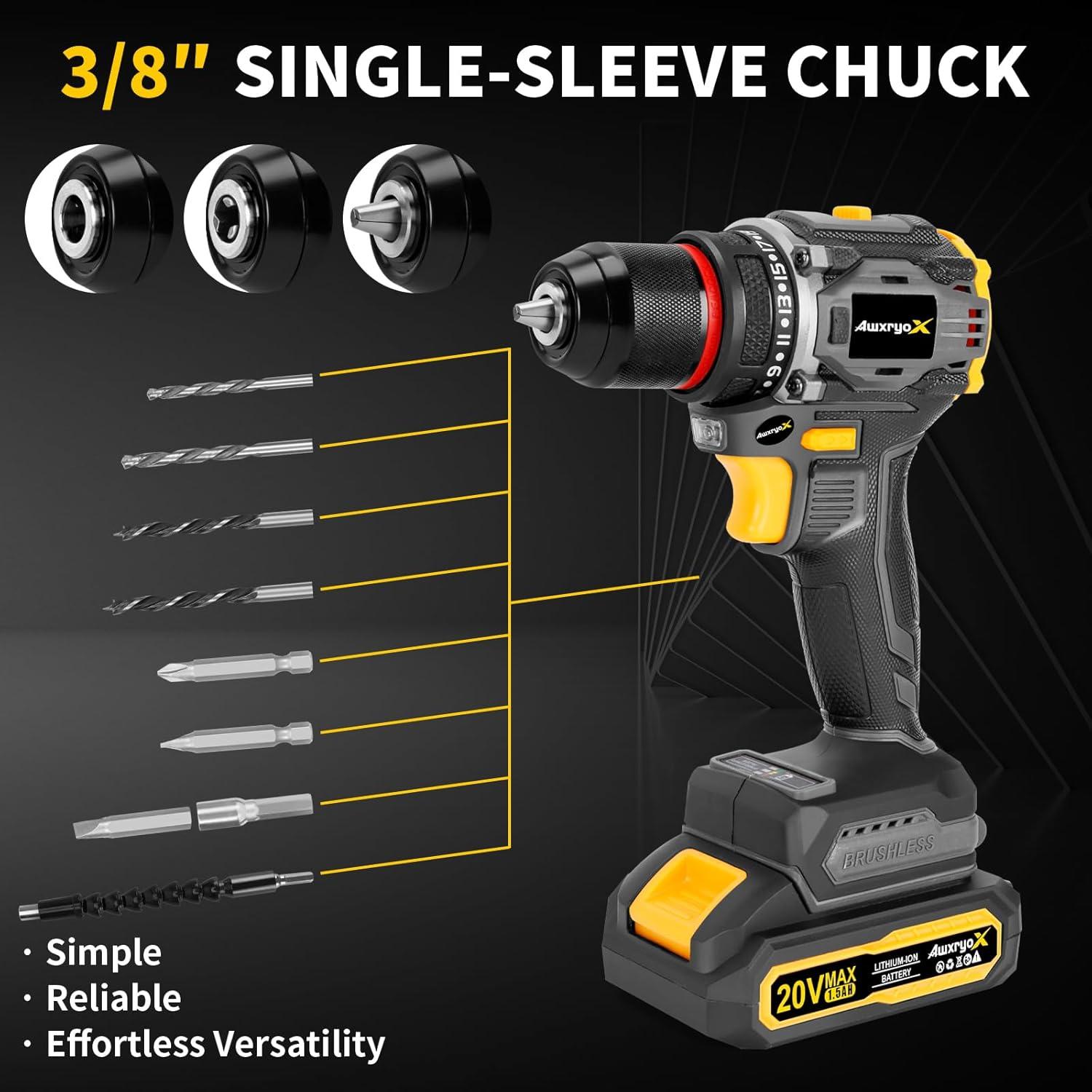 Taladro Inalámbrico AwxryoX 20V 60Nm 135Pcs Kit Herramientas