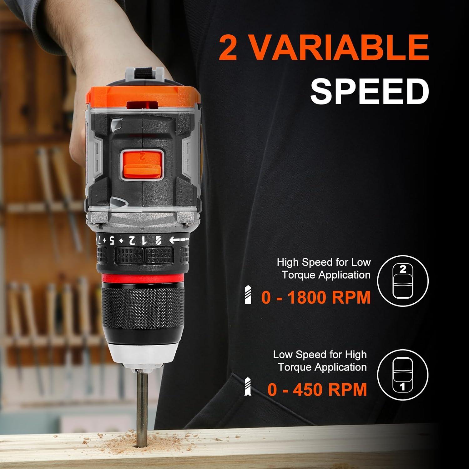 Taladro Inalámbrico COMOWARE 20V con Batería 1.5Ah y Accesorios