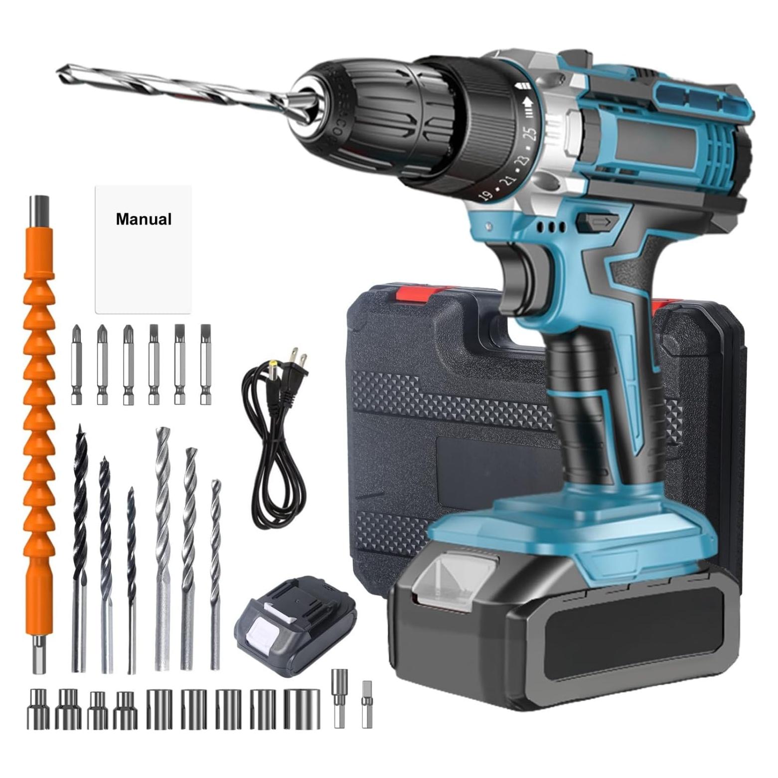 Taladro Inalámbrico DEWIN 21V 2 Velocidades 24 Piezas