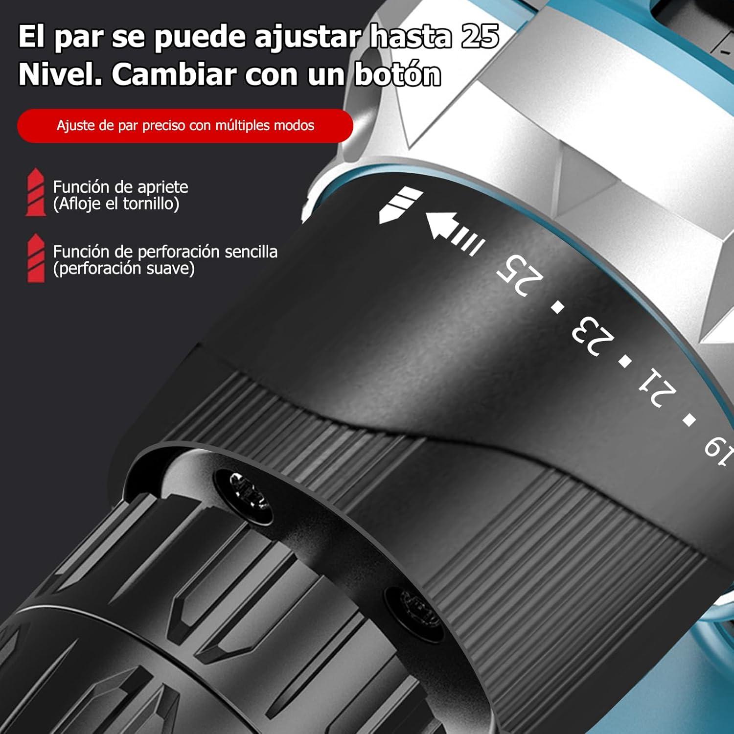 Taladro Inalámbrico DEWIN 21V 2 Velocidades 24 Piezas