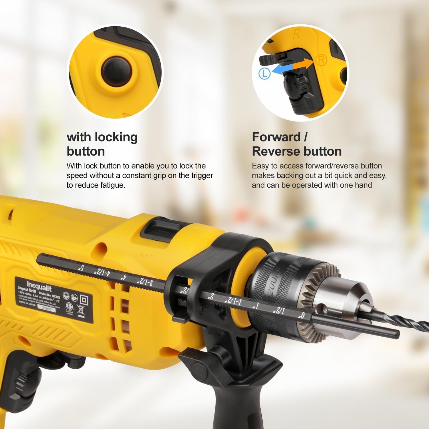 Taladro de Martillo Eléctrico Inequalit 4.5A 3000 RPM 1/2"