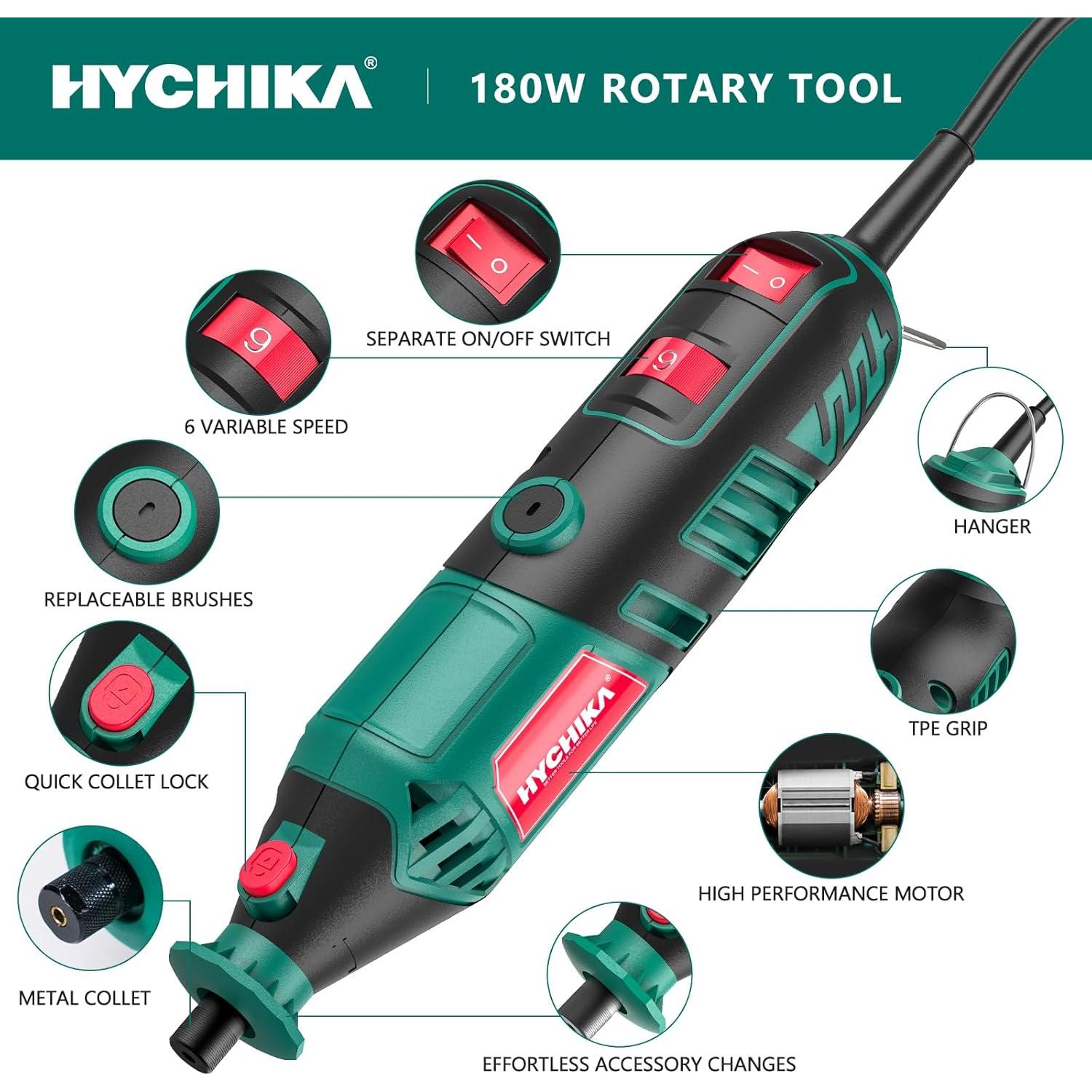 Herramienta Rotativa HYCHIKA 180W con Eje Flexible y 174 Accesorios