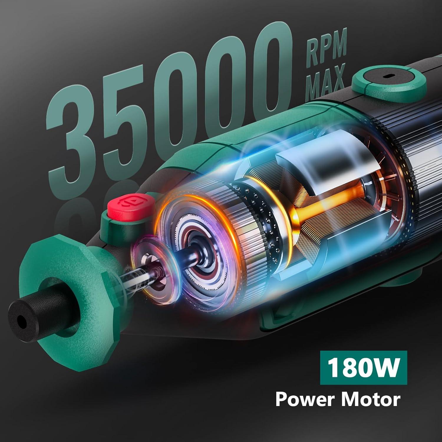 Herramienta Rotativa HYCHIKA 180W con Eje Flexible y 174 Accesorios