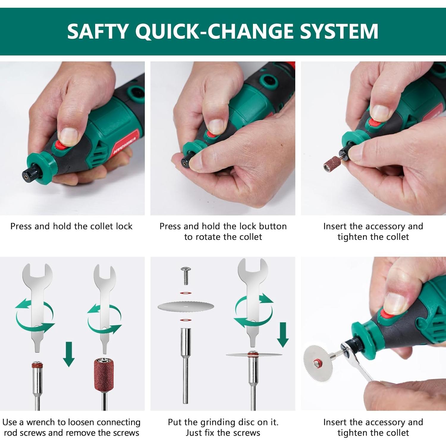 Herramienta Rotativa HYCHIKA 180W con Eje Flexible y 174 Accesorios