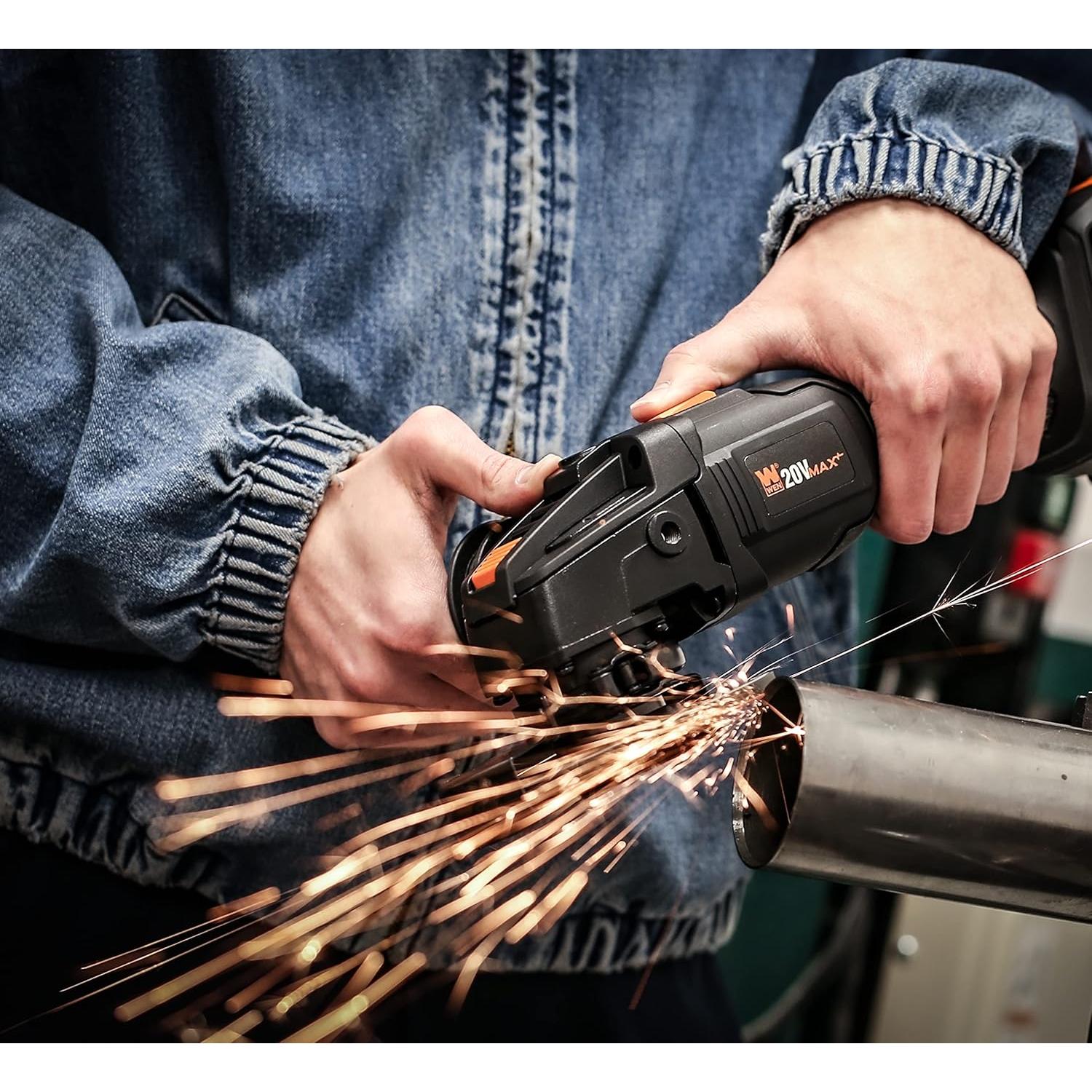 Amoladora Angular Inalámbrica WEN 20V 4.5" con Batería