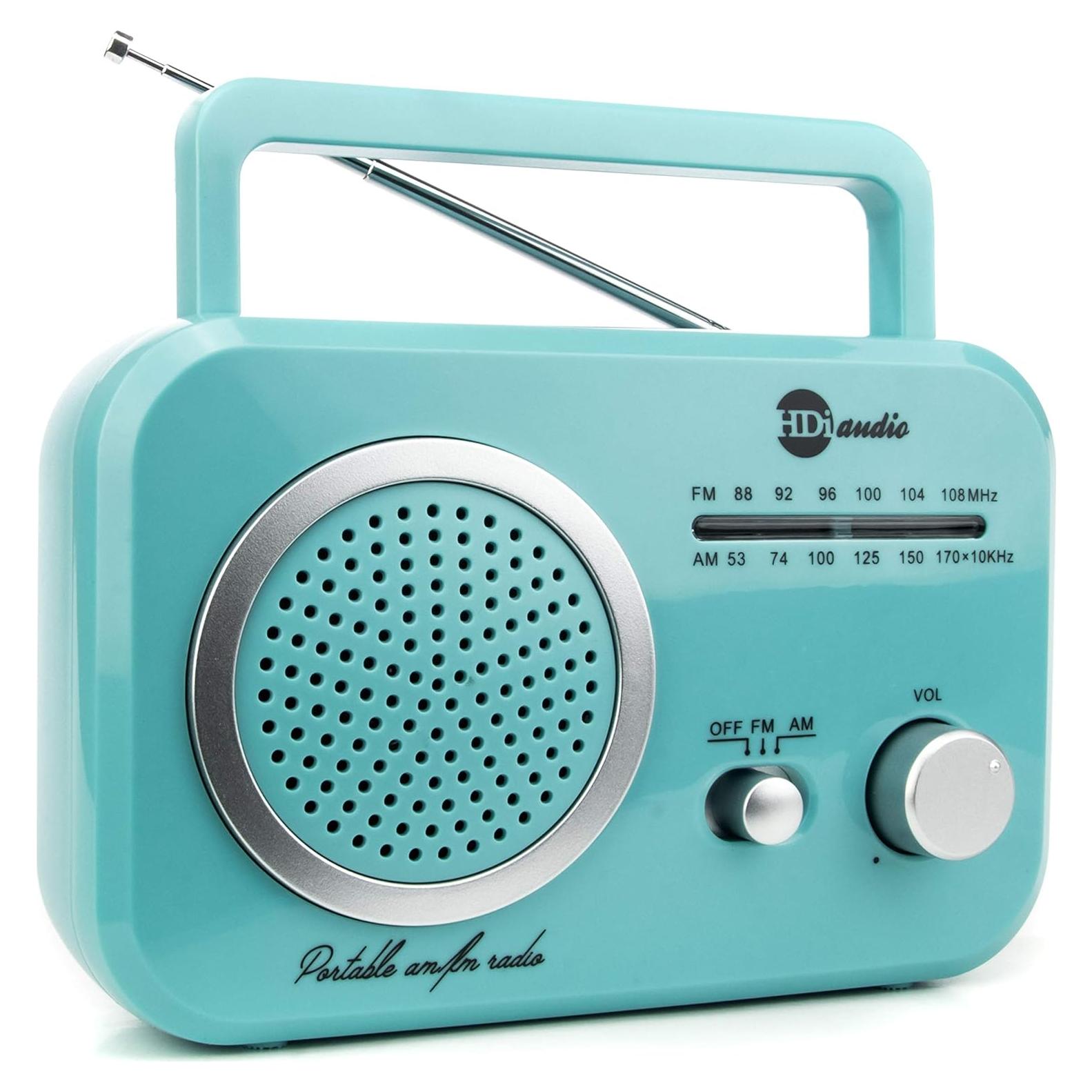 Radio Retro AM/FM HDi Audio Turquesa con Altavoces Integrados