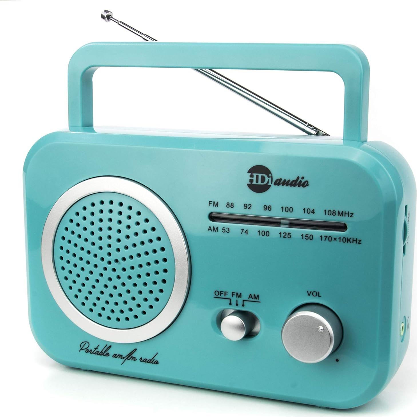 Radio Retro AM/FM HDi Audio Turquesa con Altavoces Integrados