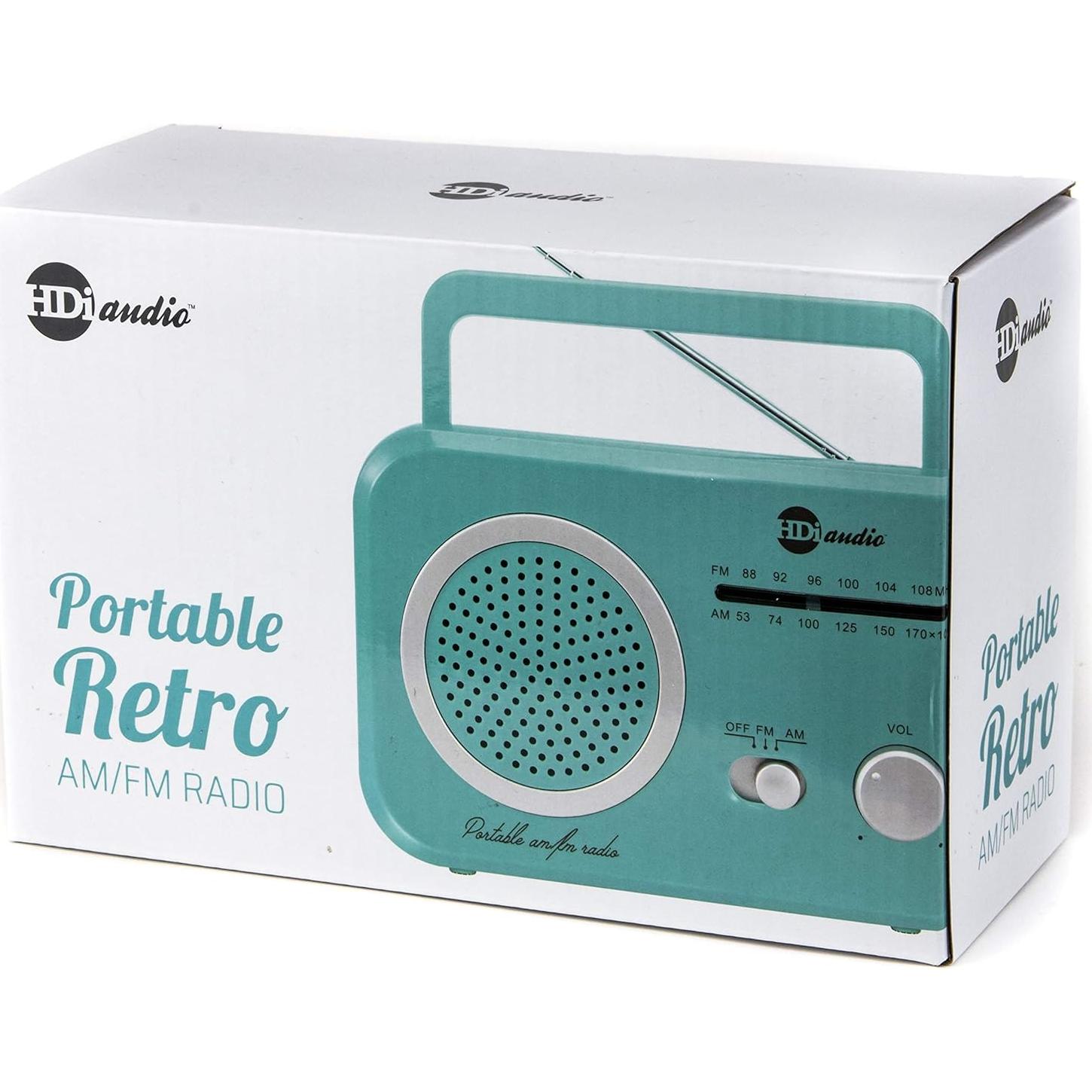 Radio Retro AM/FM HDi Audio Turquesa con Altavoces Integrados