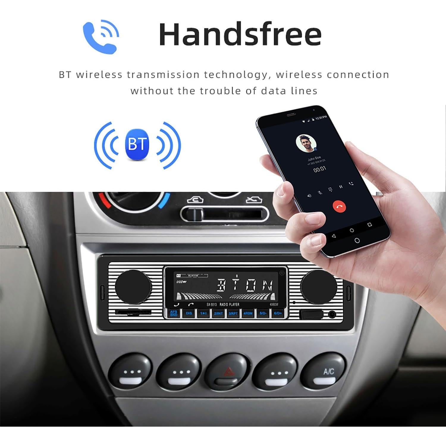 Radio de Coche Dirkoercy SWM5513 Bluetooth FM USB AUX