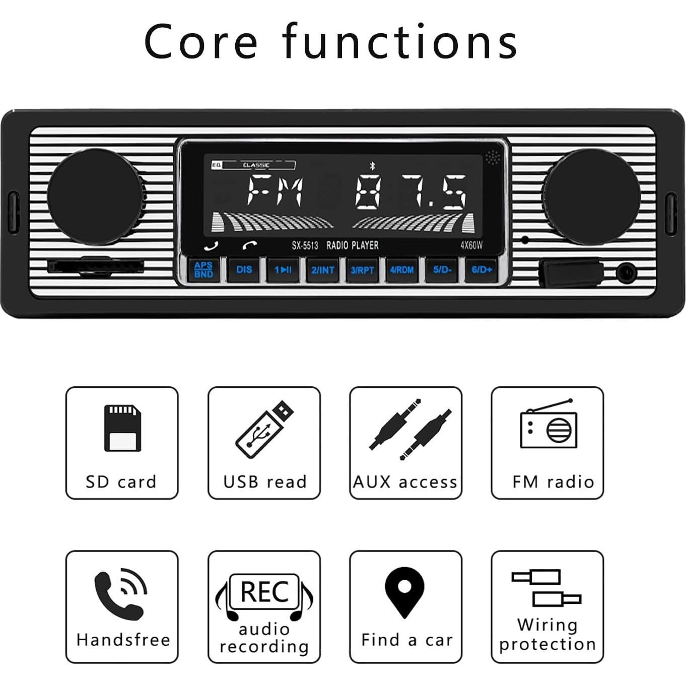 Radio de Coche Dirkoercy SWM5513 Bluetooth FM USB AUX