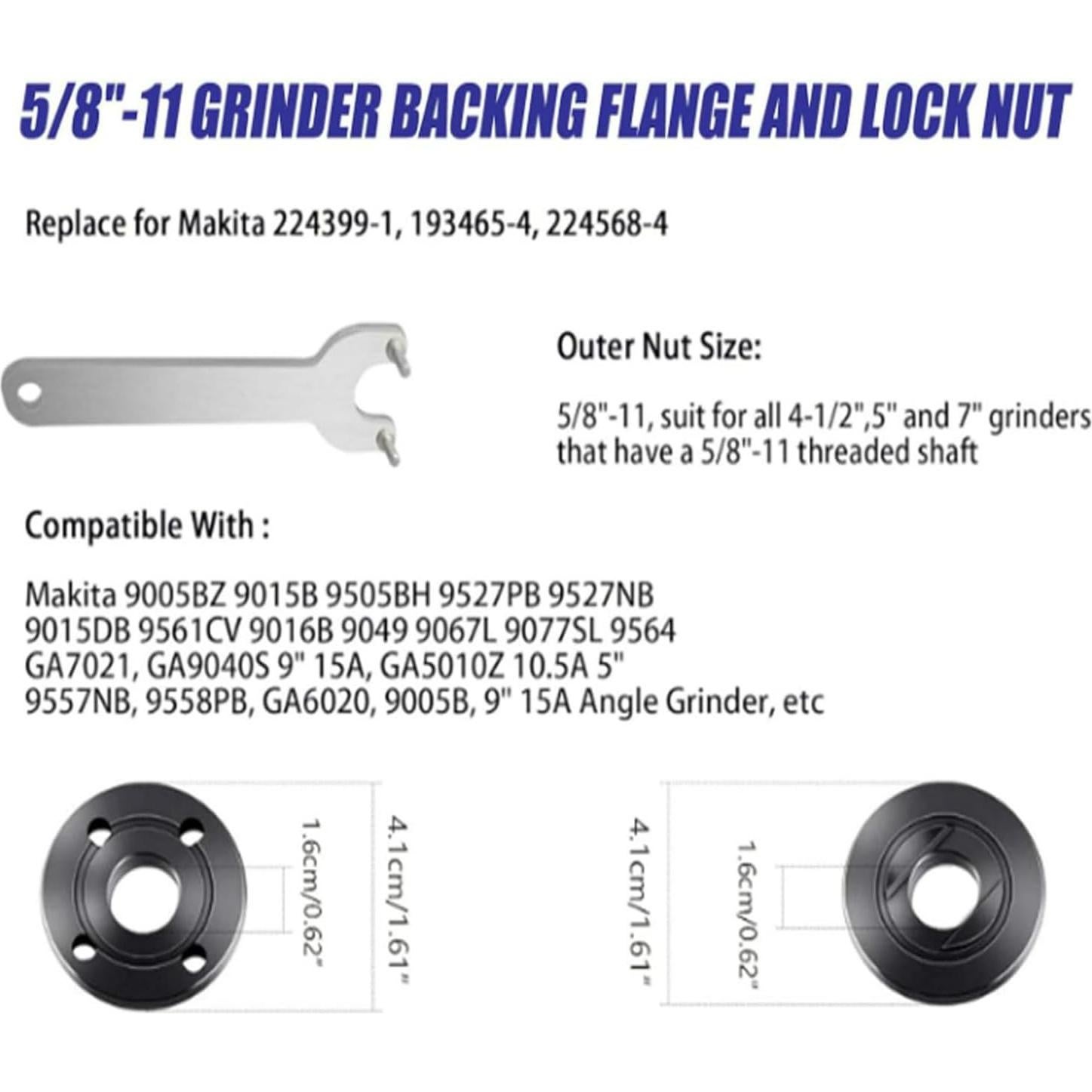 Llave de Grinda de Ángulo 4.5" 5" 5/8-11 Hao Yuan Star