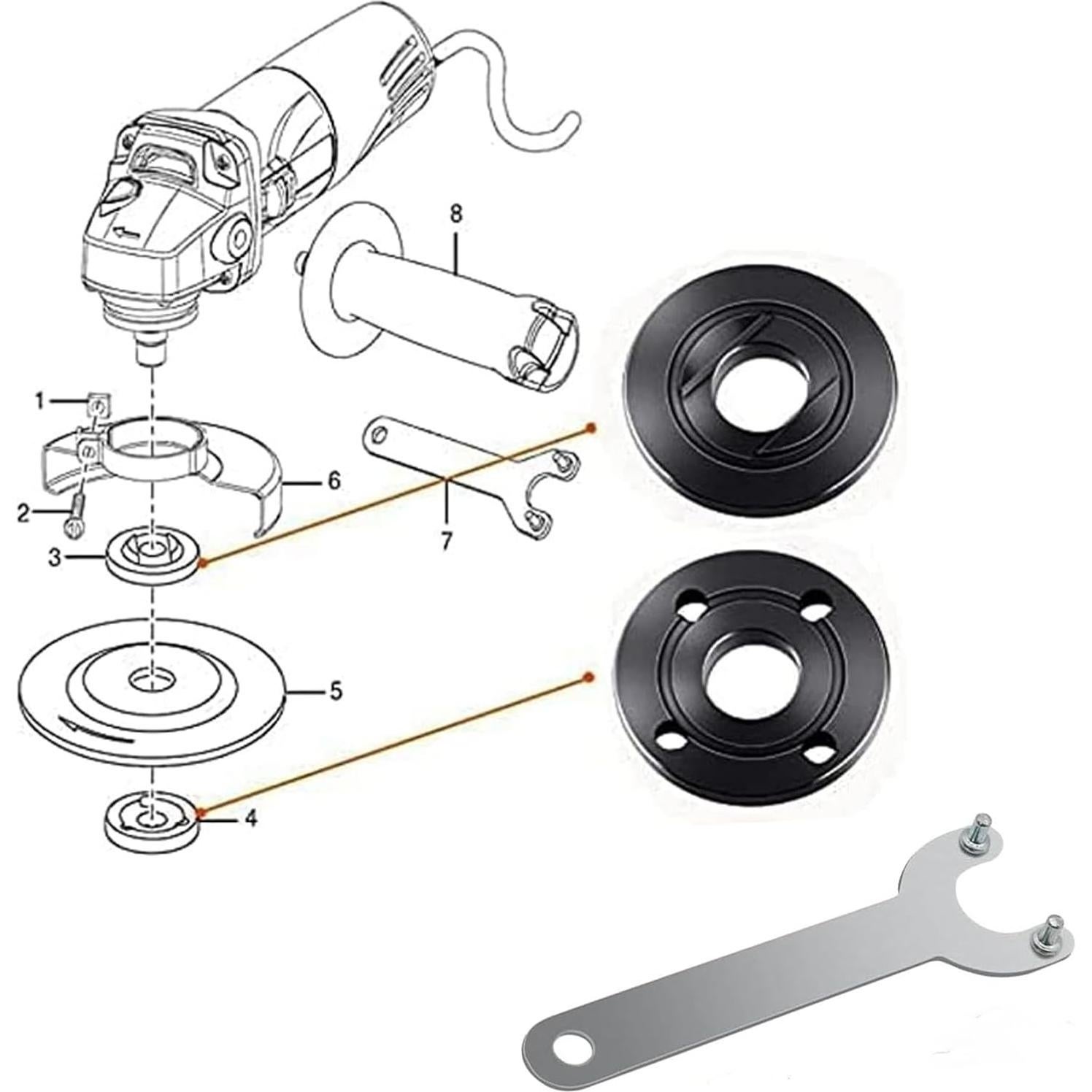 Llave de Grinda de Ángulo 4.5" 5" 5/8-11 Hao Yuan Star