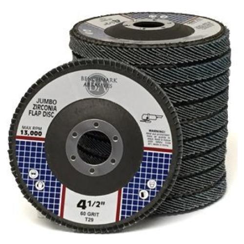 Discos de Aleta Jumbo Benchmark 4.5" Zirconia 60 Grano - 50 Pzas