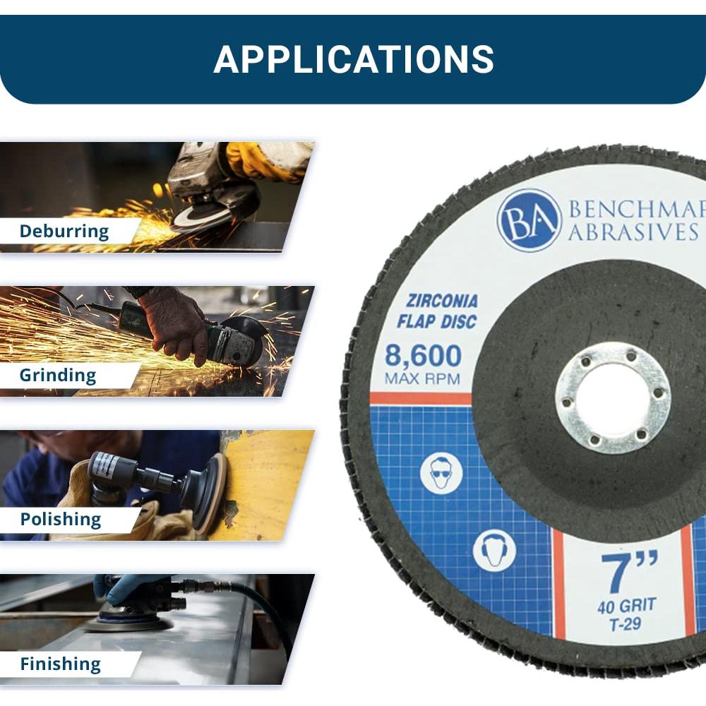 Discos de Aleta 7" Benchmark Abrasives 120 Grano Zirconia