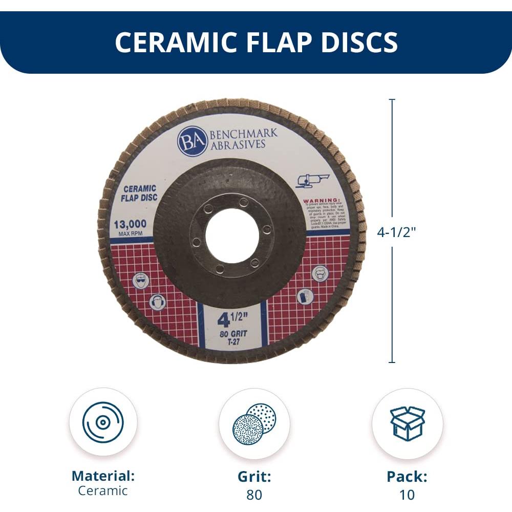 Discos de Aleta Cerámica 4.5" Benchmark Abrasives - Paquete de 10