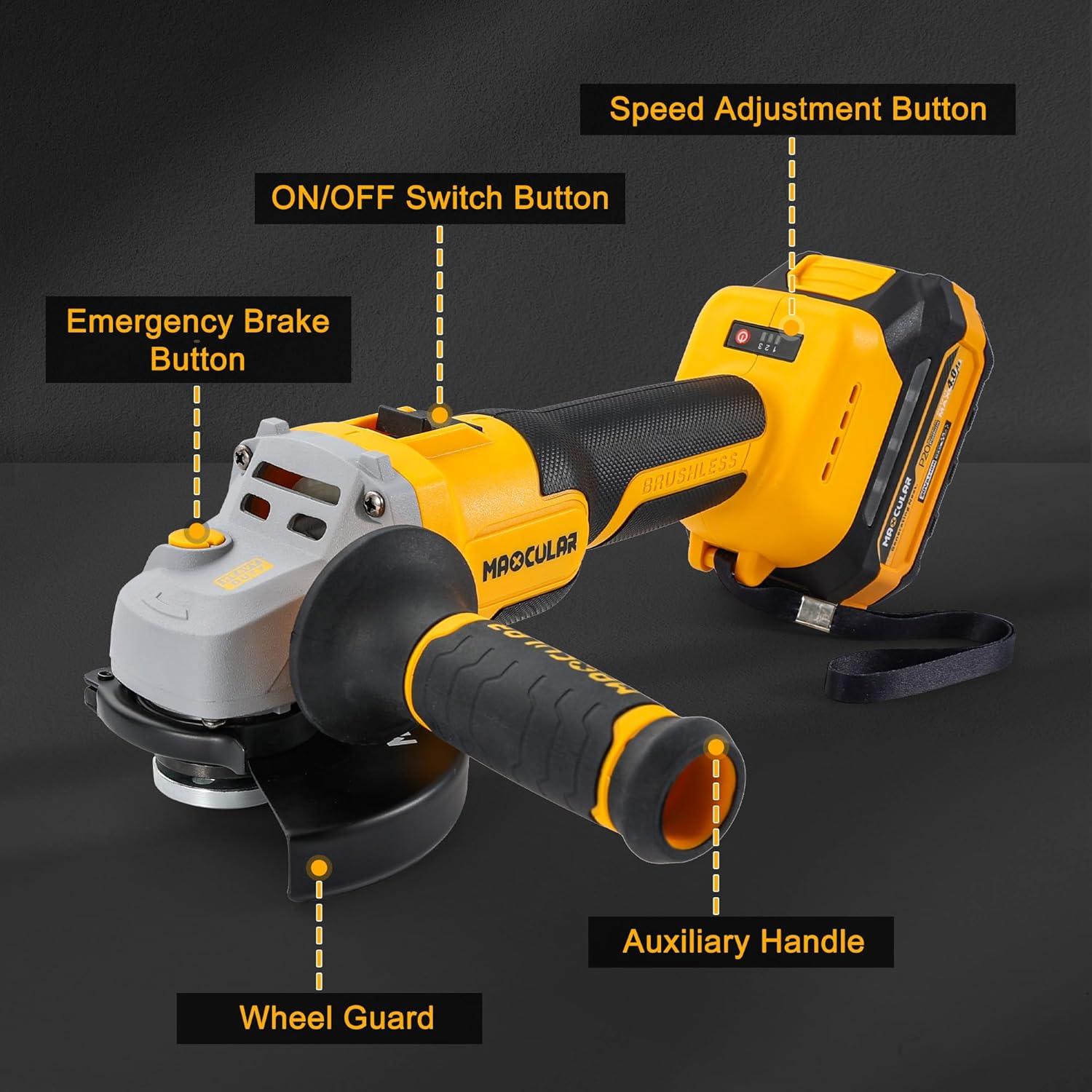 Amoladora Angular Inalámbrica Maxcular 20V 4.5" 9600 RPM