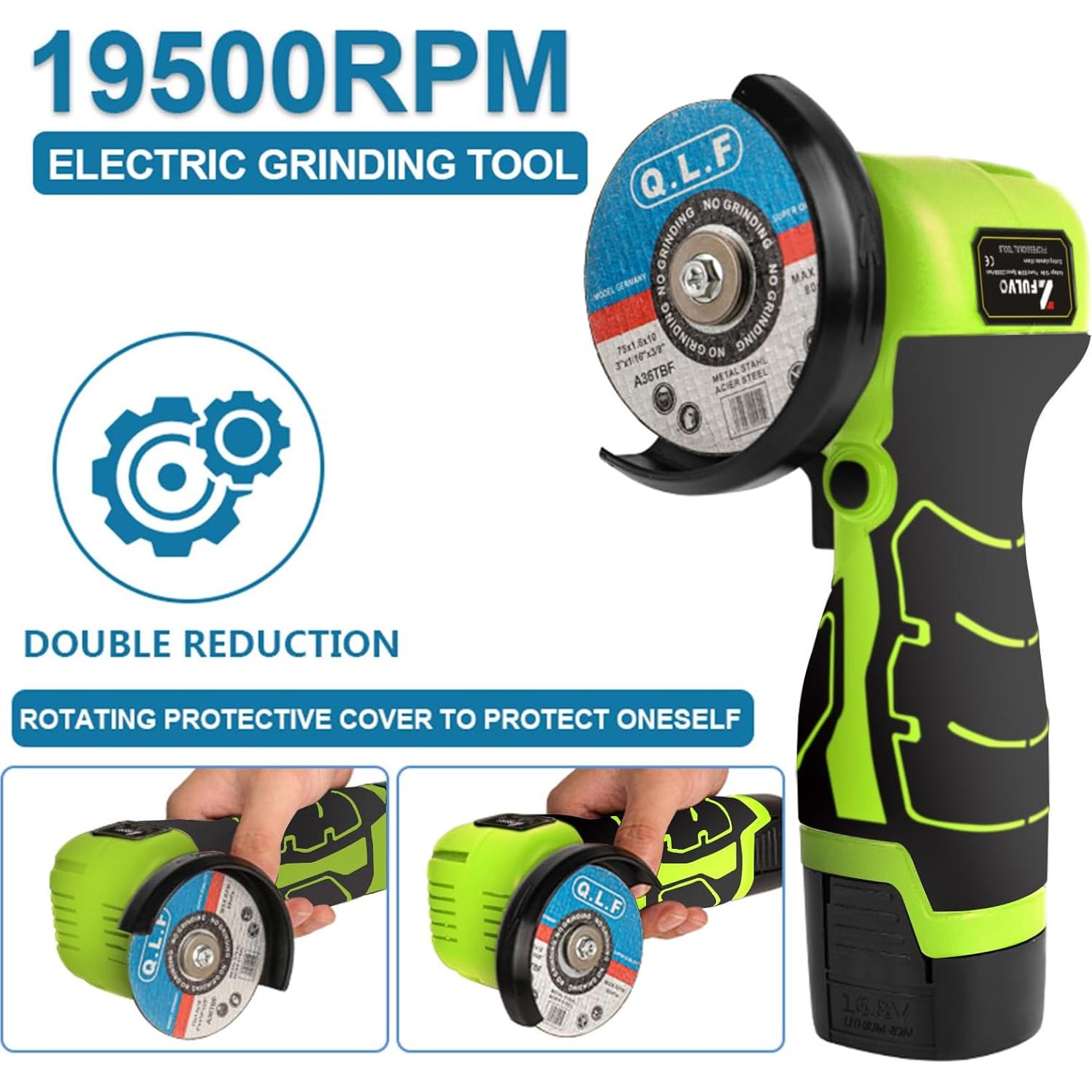 Amoladora Angular Inalámbrica ZFULVO 16.8V 19500RPM