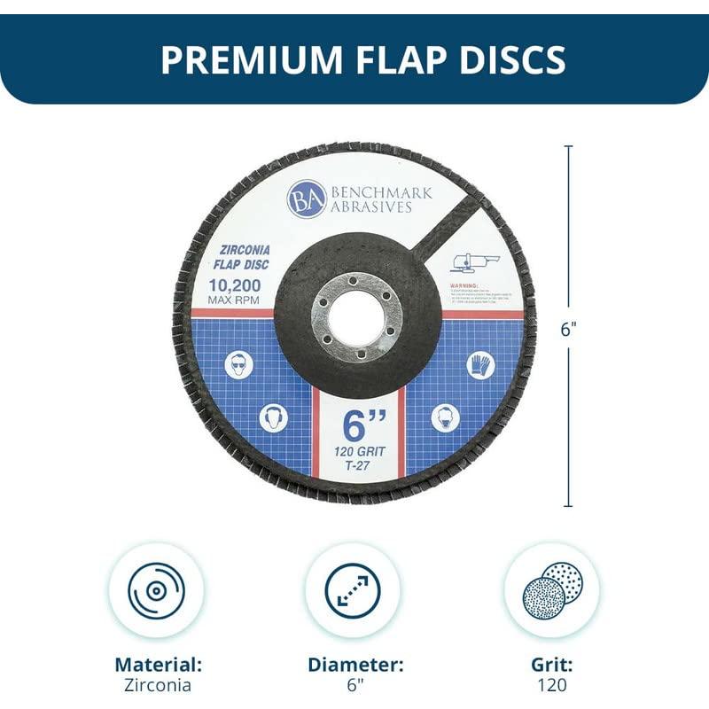 Discos de Aleta 6" Benchmark Abrasives 120 Grano Zirconia