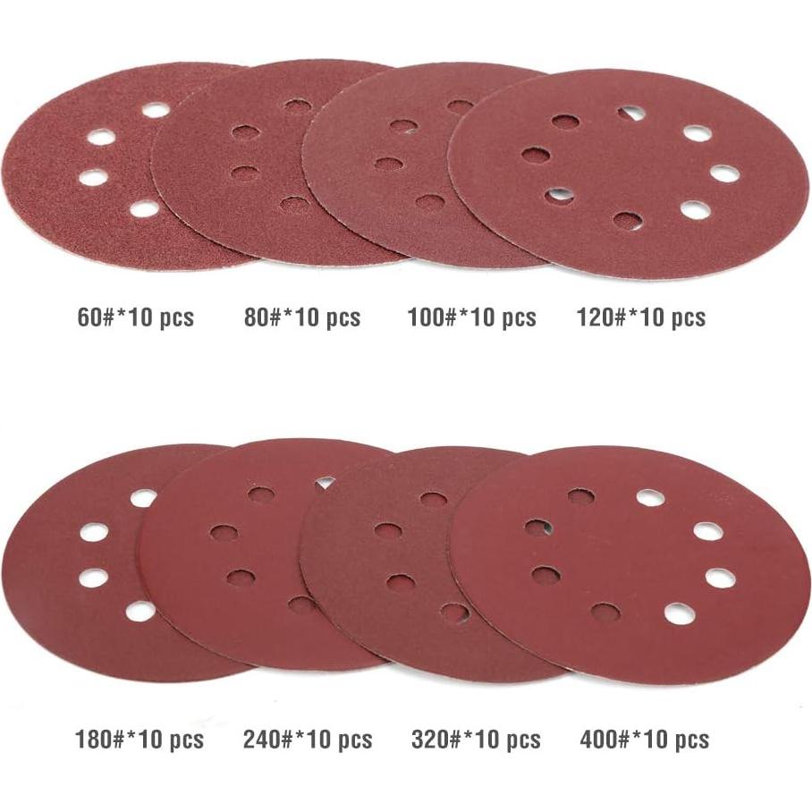 Discos de Lijado WORKPRO 80 Piezas 12,7 cm 60-400 Granos