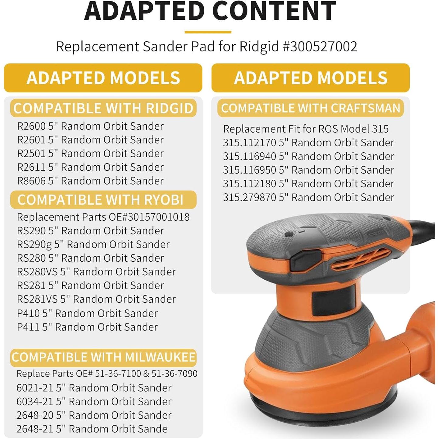 Paquete de 2 almohadillas lijadora 12,7 cm Ridgid 300527002