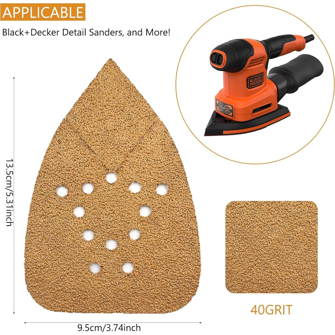 50 Almohadillas de Lija 40 Granos Black and Decker 95x135mm