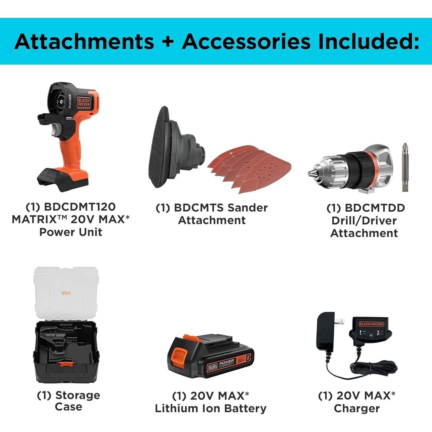 Taladro + Lijadora BLACK+DECKER MATRIX 20V Kit Compacto