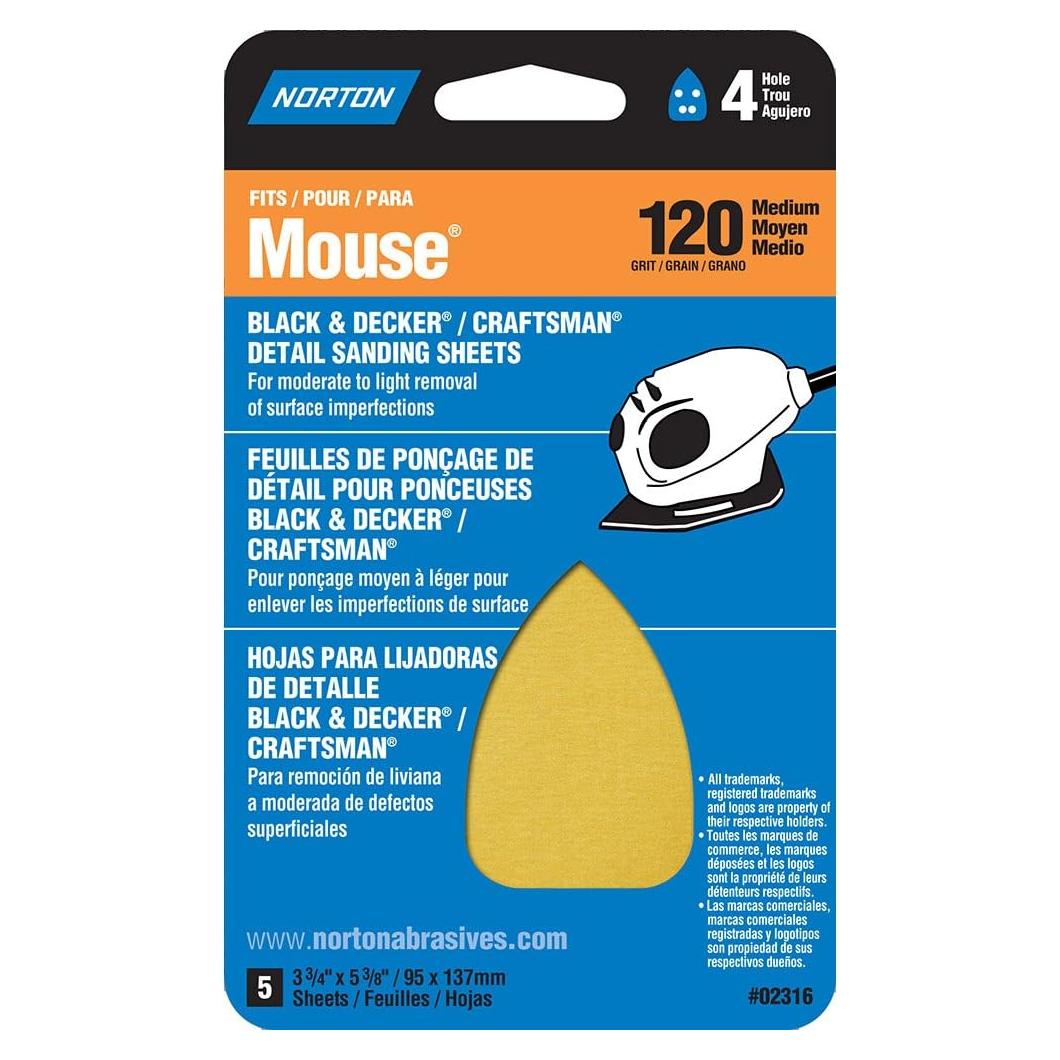 Hoja de Lijado Norton para Lijadora Mouse 17.78x7.62cm P120