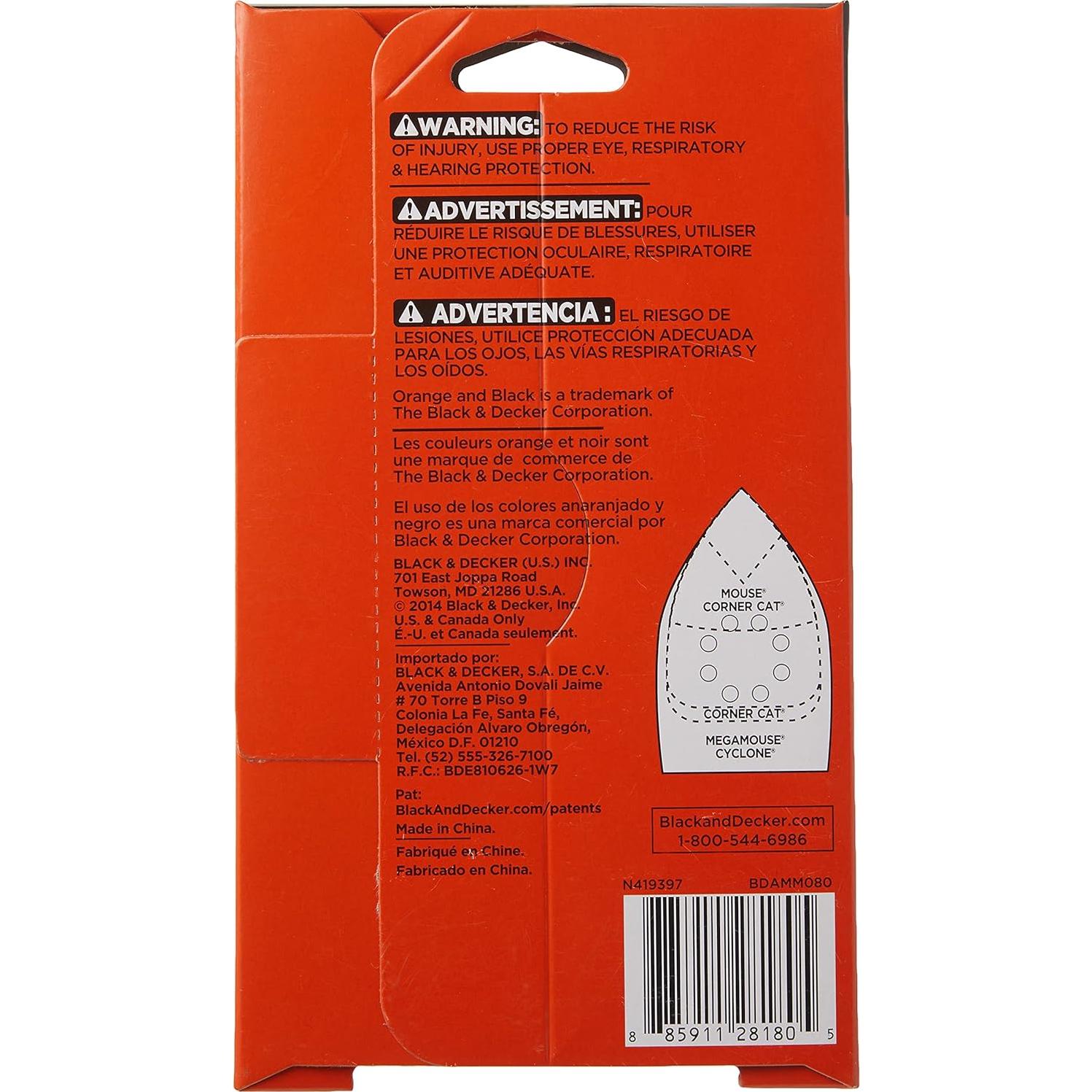 Lijas 80G BLACK+DECKER BDAMM080 5 Piezas para Madera