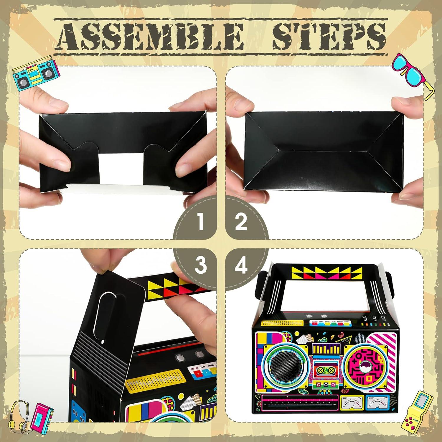 Zonon 24 Cajas de Favor Fiesta 80s Retro Decoración