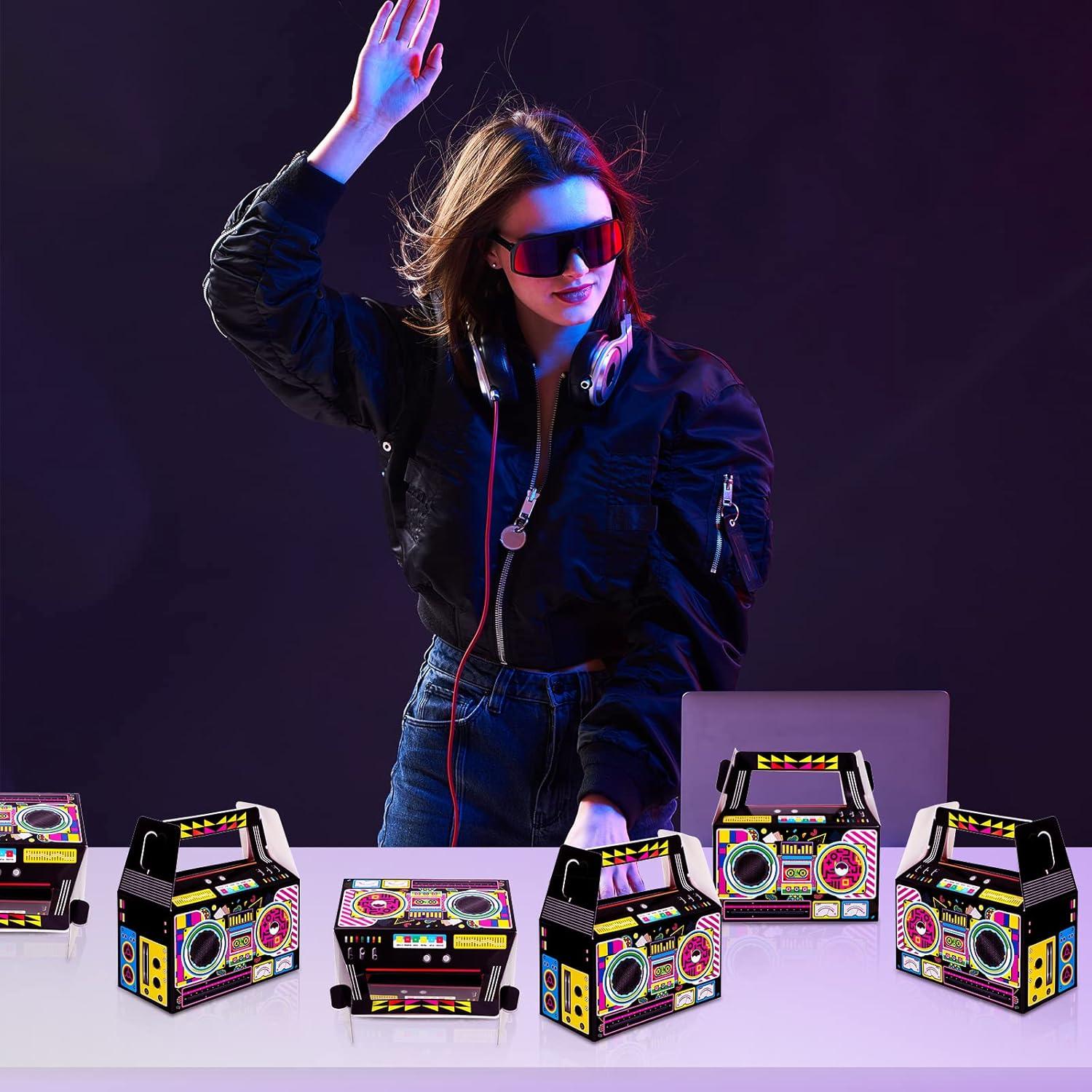 Zonon 24 Cajas de Favor Fiesta 80s Retro Decoración