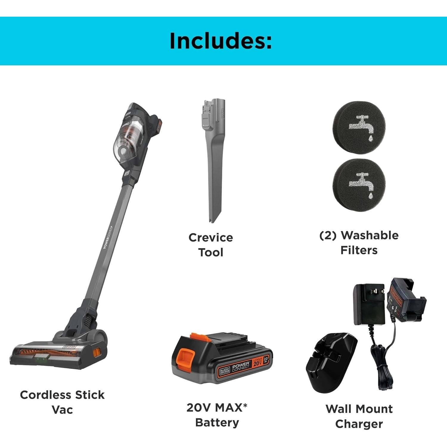 Aspiradora Inalámbrica BLACK+DECKER 20V MAX con LED