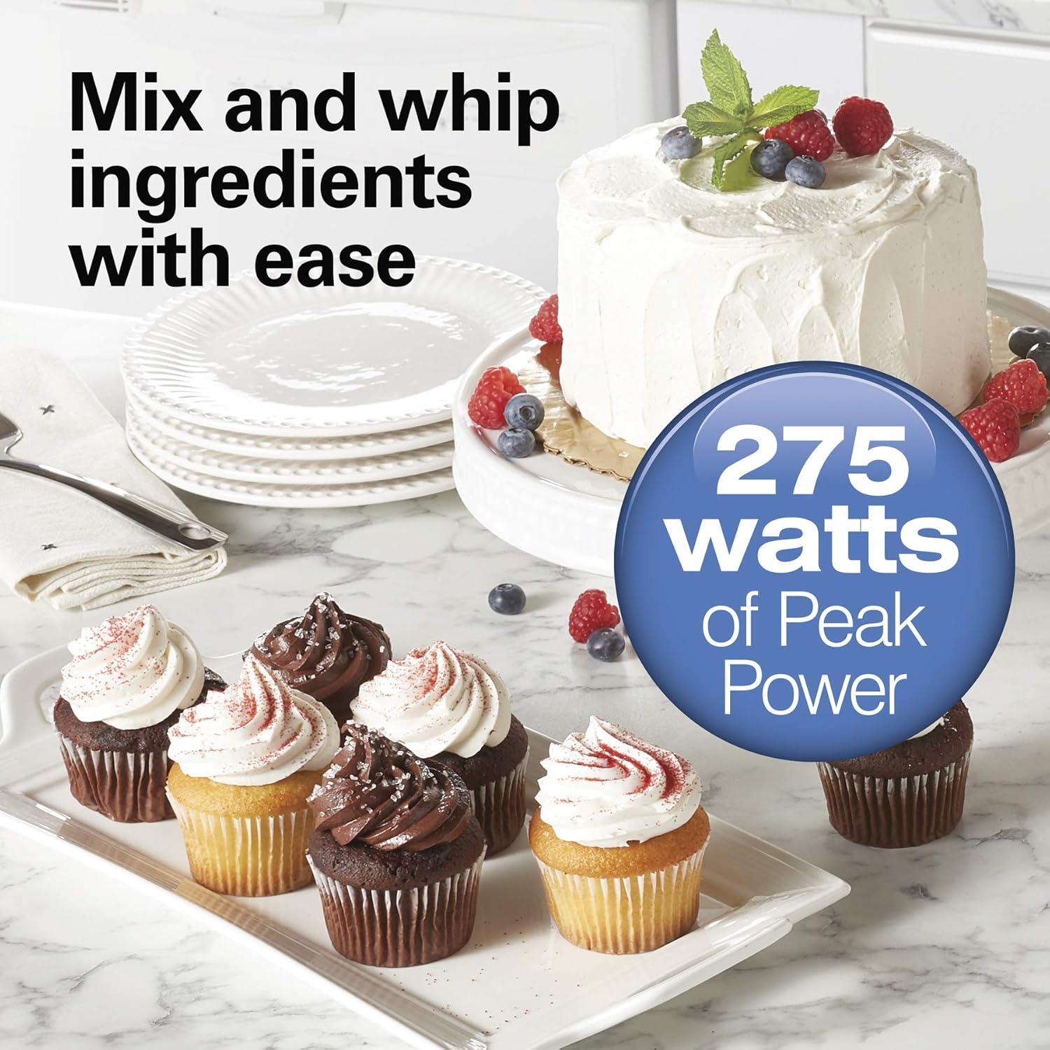 Hamilton Beach Power Deluxe 6-Speed Electric Hand Mixer with Snap-On Storage Case, QuickBurst, Beaters, Whisk, Powerful 250 Watt Motor, Bowl Rest, Black (62692)