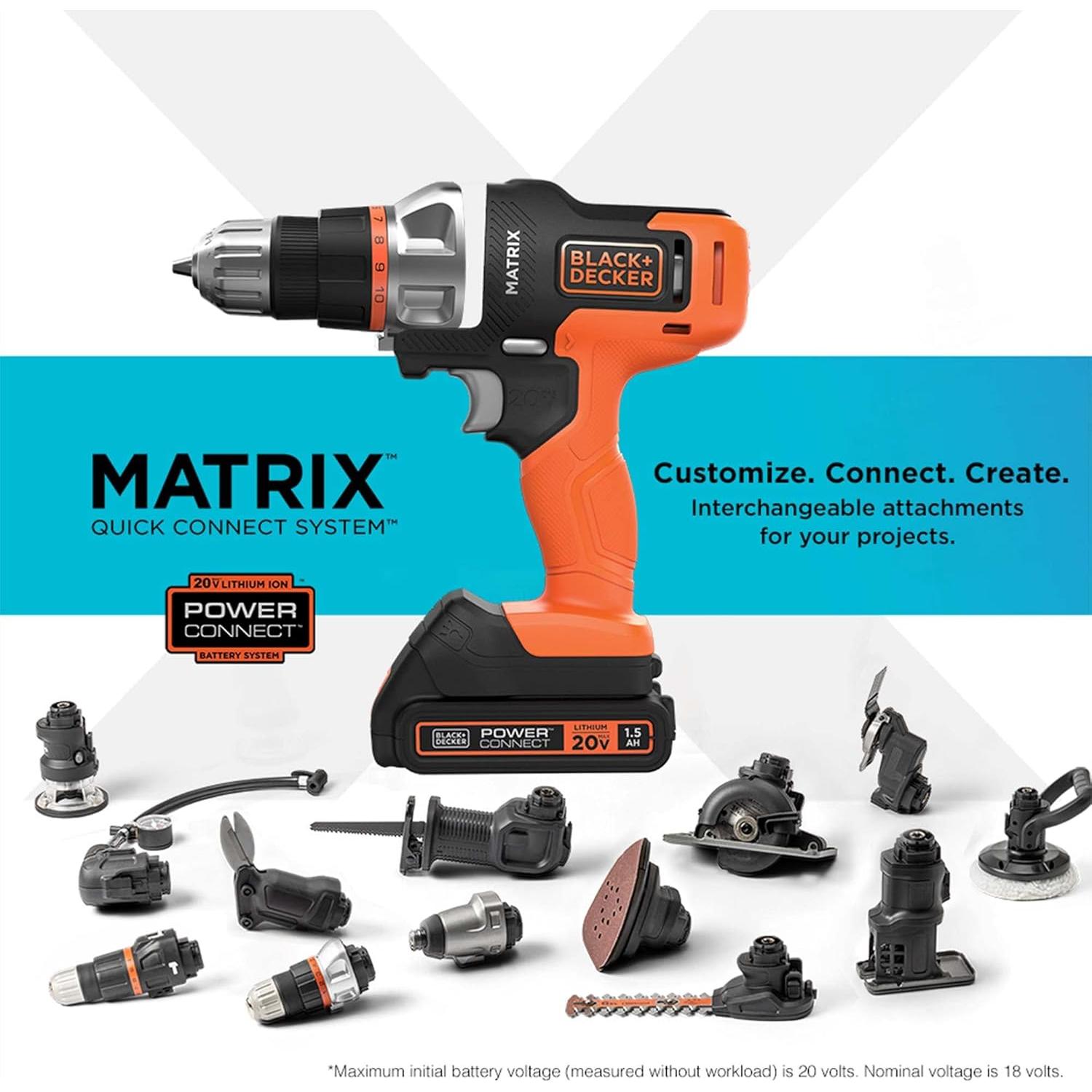 Kit de Herramientas Eléctricas Black+Decker 20V MAX con Accesorios