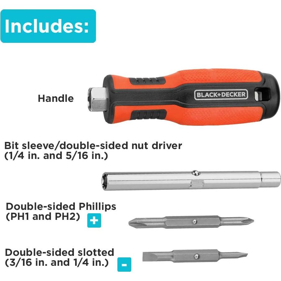 Destornillador Multibit 6 en 1 BLACK+DECKER BDHT68001