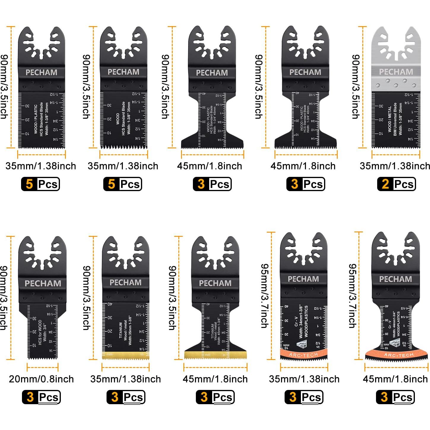 Hoja Oscilante PECHAM 37PCS para Madera y Metal
