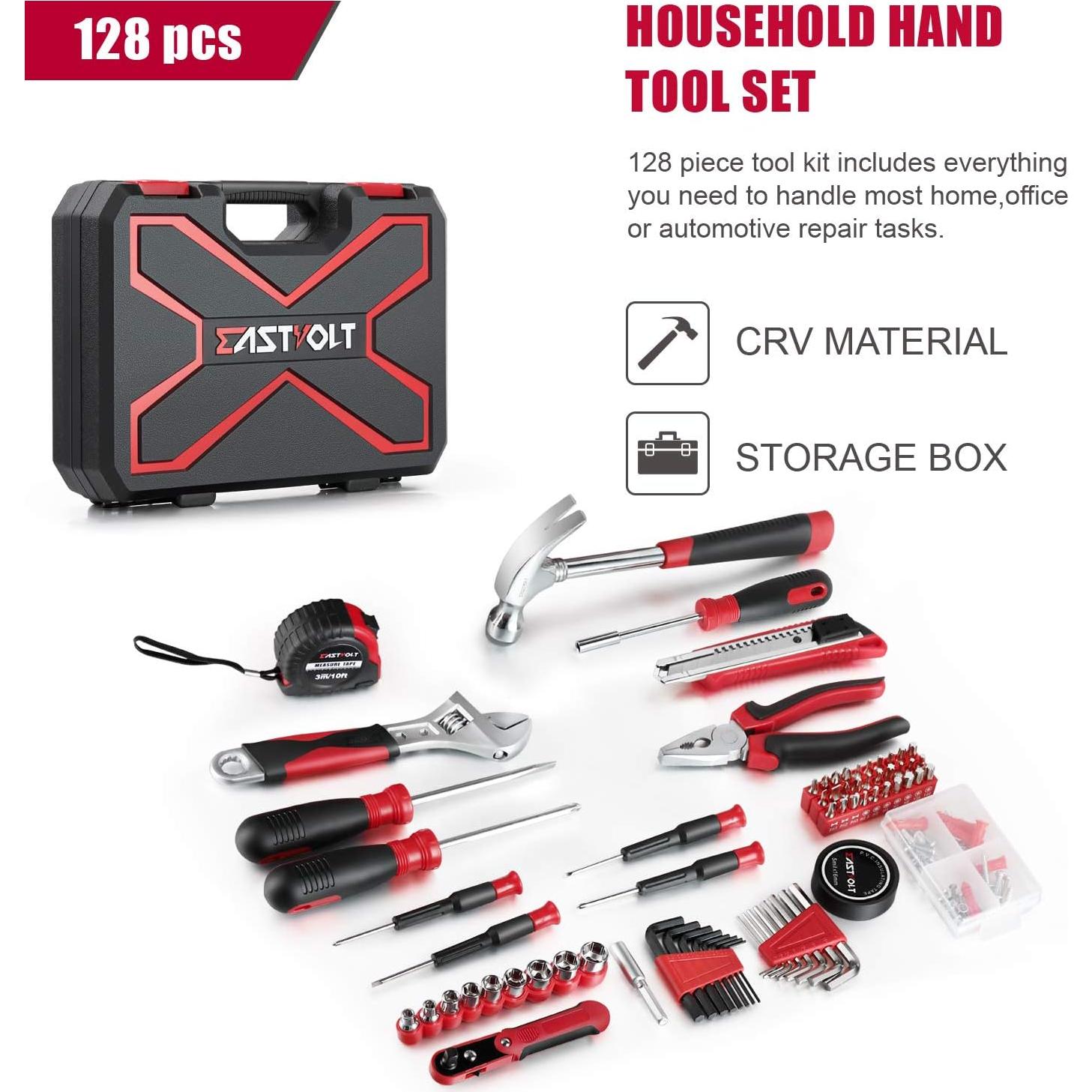 Juego de Herramientas 128 Piezas Eastvolt con Caja Almacenaje