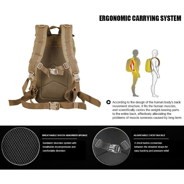 Mochila Táctica Militar 30L Molle Coyote para Senderismo