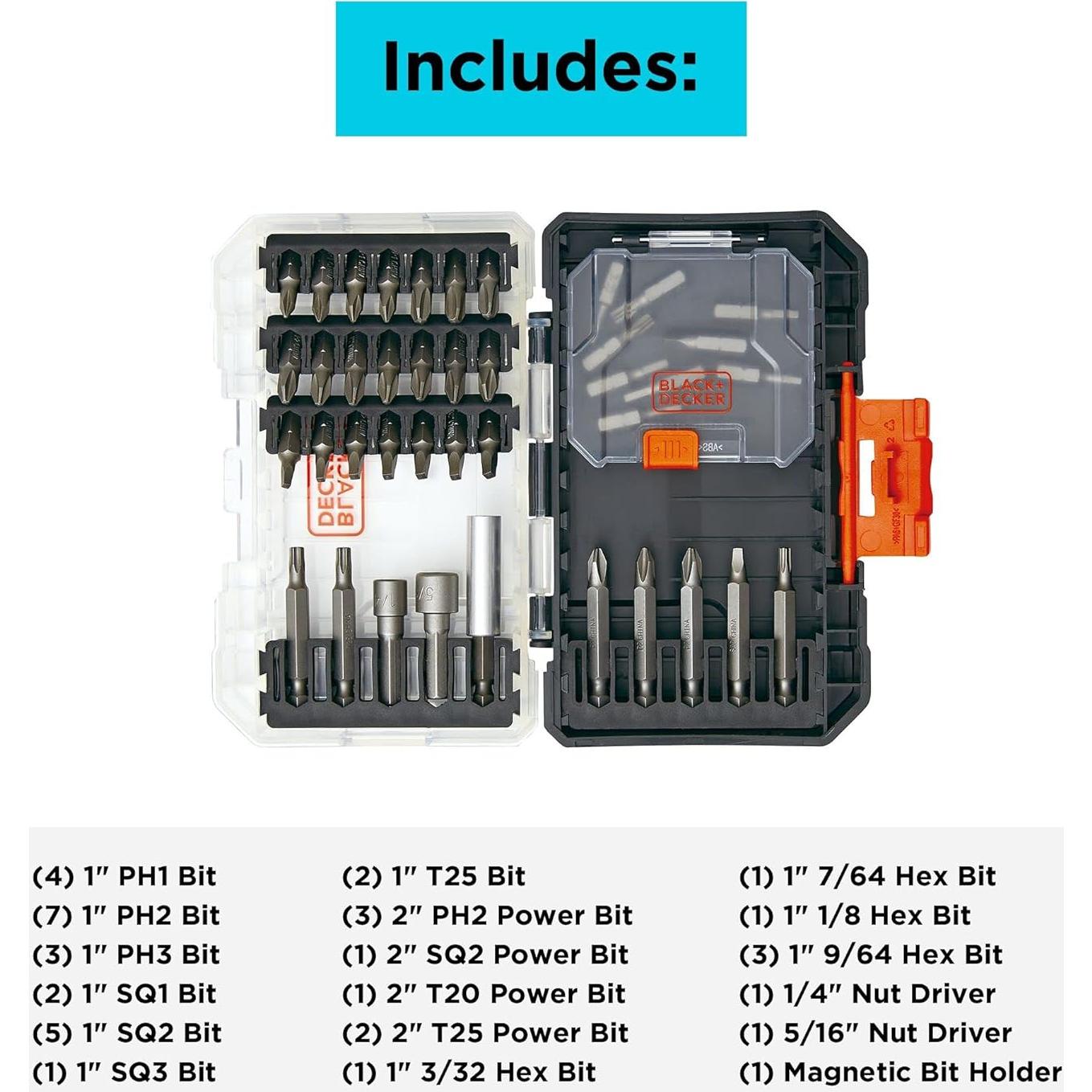 Juego de Puntas de Destornillador BLACK+DECKER 40 Piezas