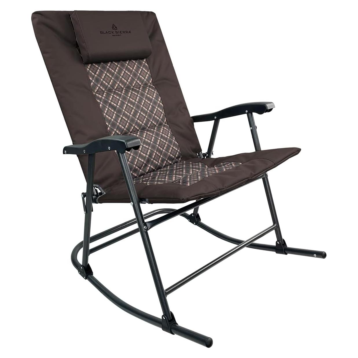 Silla mecedora plegable Black Sierra XL para patio 300 kg