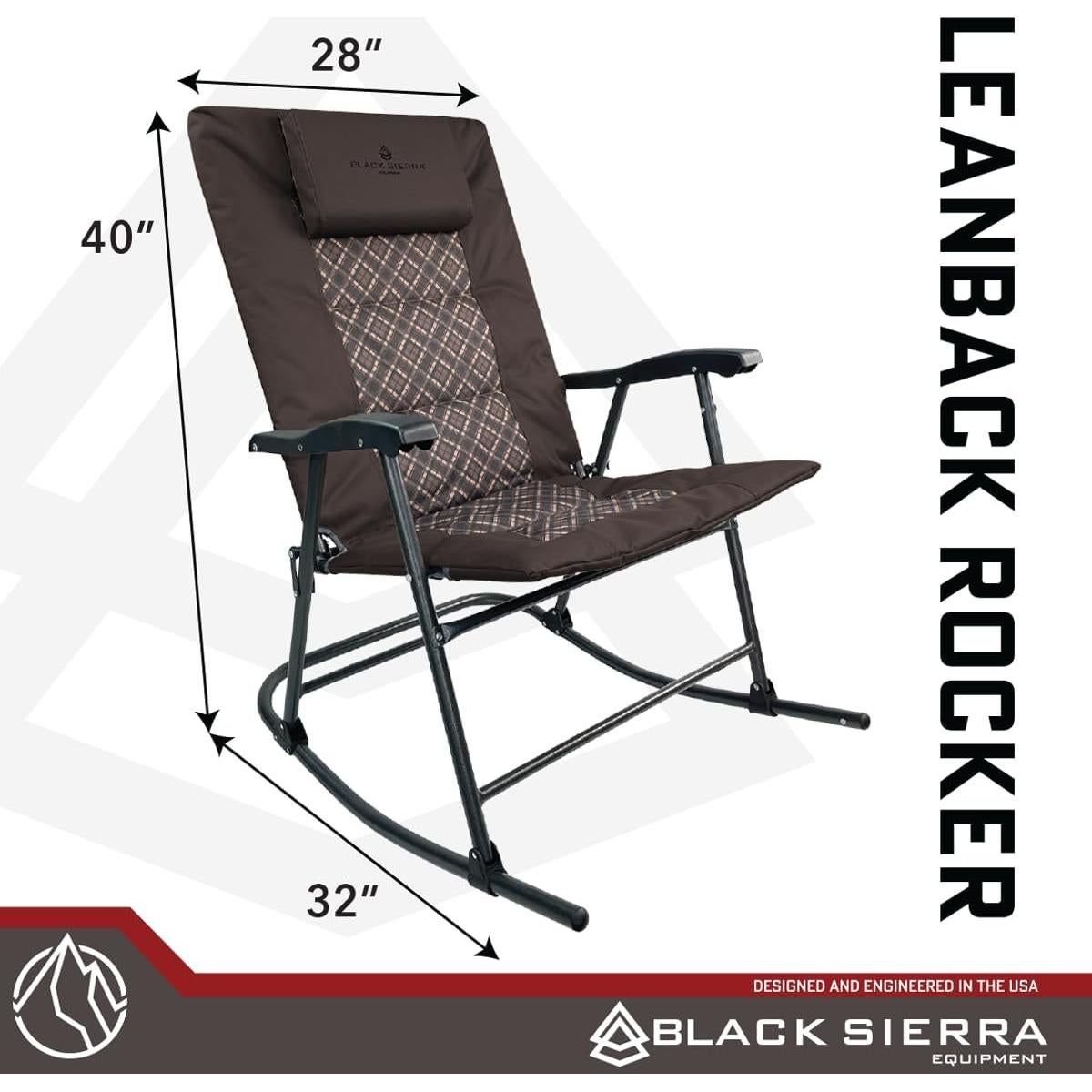 Silla mecedora plegable Black Sierra XL para patio 300 kg