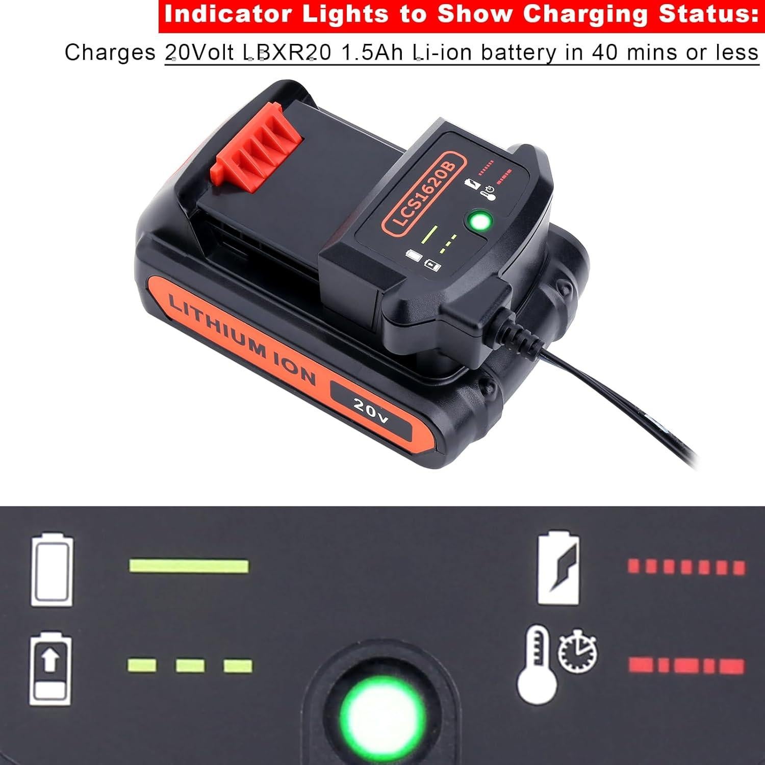 Cargador Compatible Black & Decker 20V LCS1620B - Carga Segura