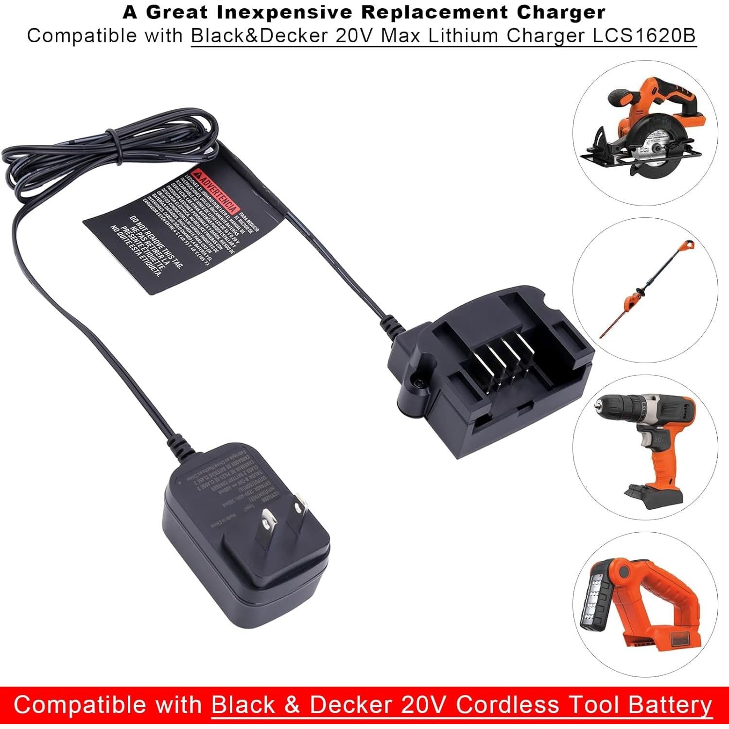 Cargador Compatible Black & Decker 20V LCS1620B - Carga Segura