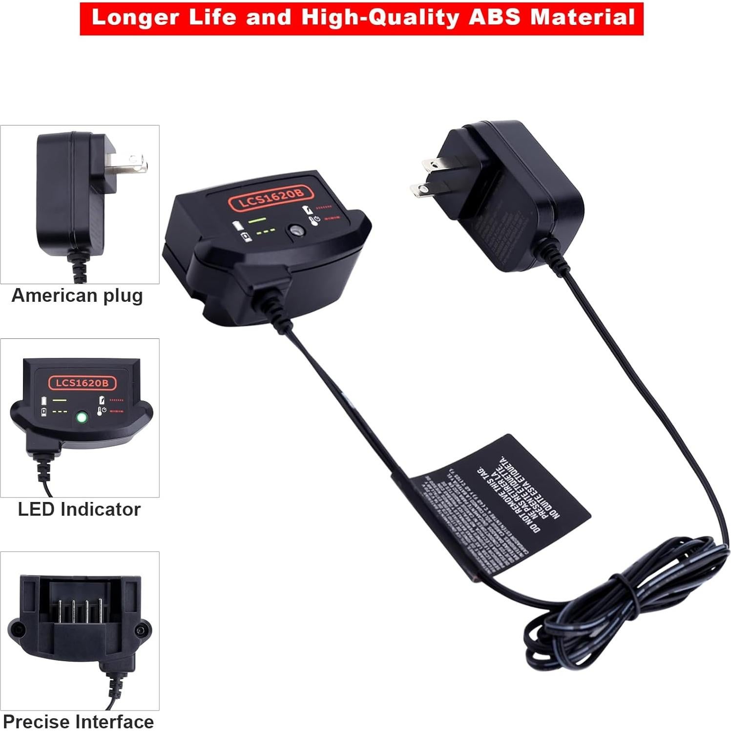 Cargador Compatible Black & Decker 20V LCS1620B - Carga Segura