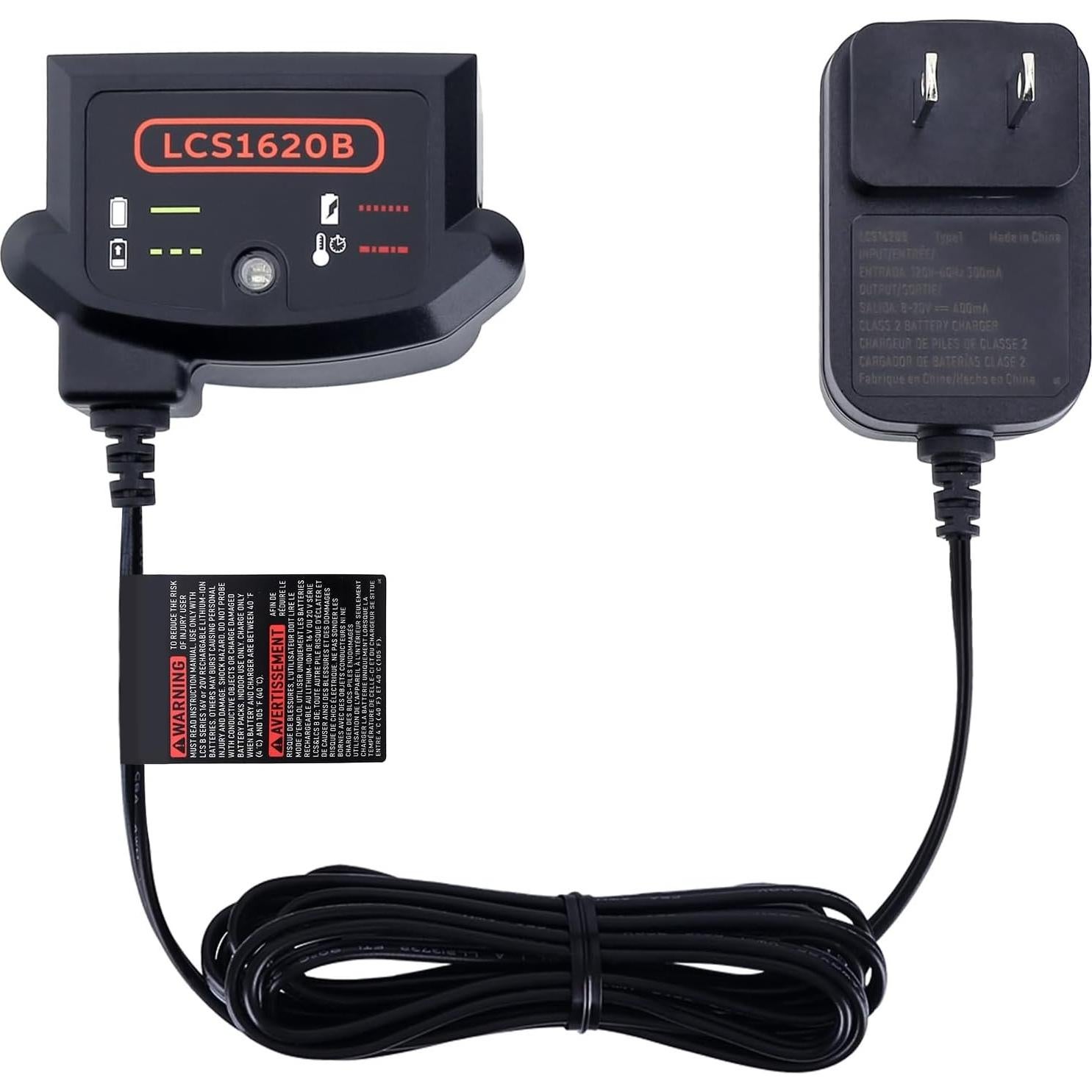 Cargador Compatible Black & Decker 20V LCS1620B - Carga Segura