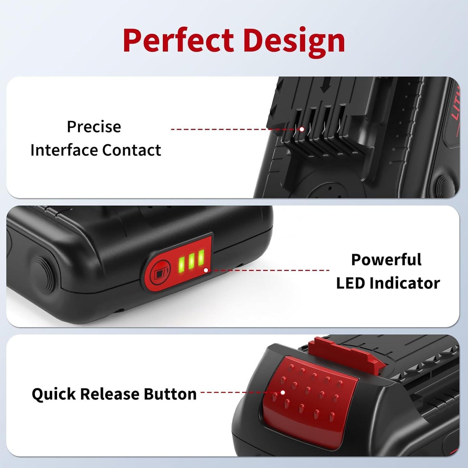 Baterías de Litio Ion 3.0Ah Black+Decker 20V Max - 2 Pzs