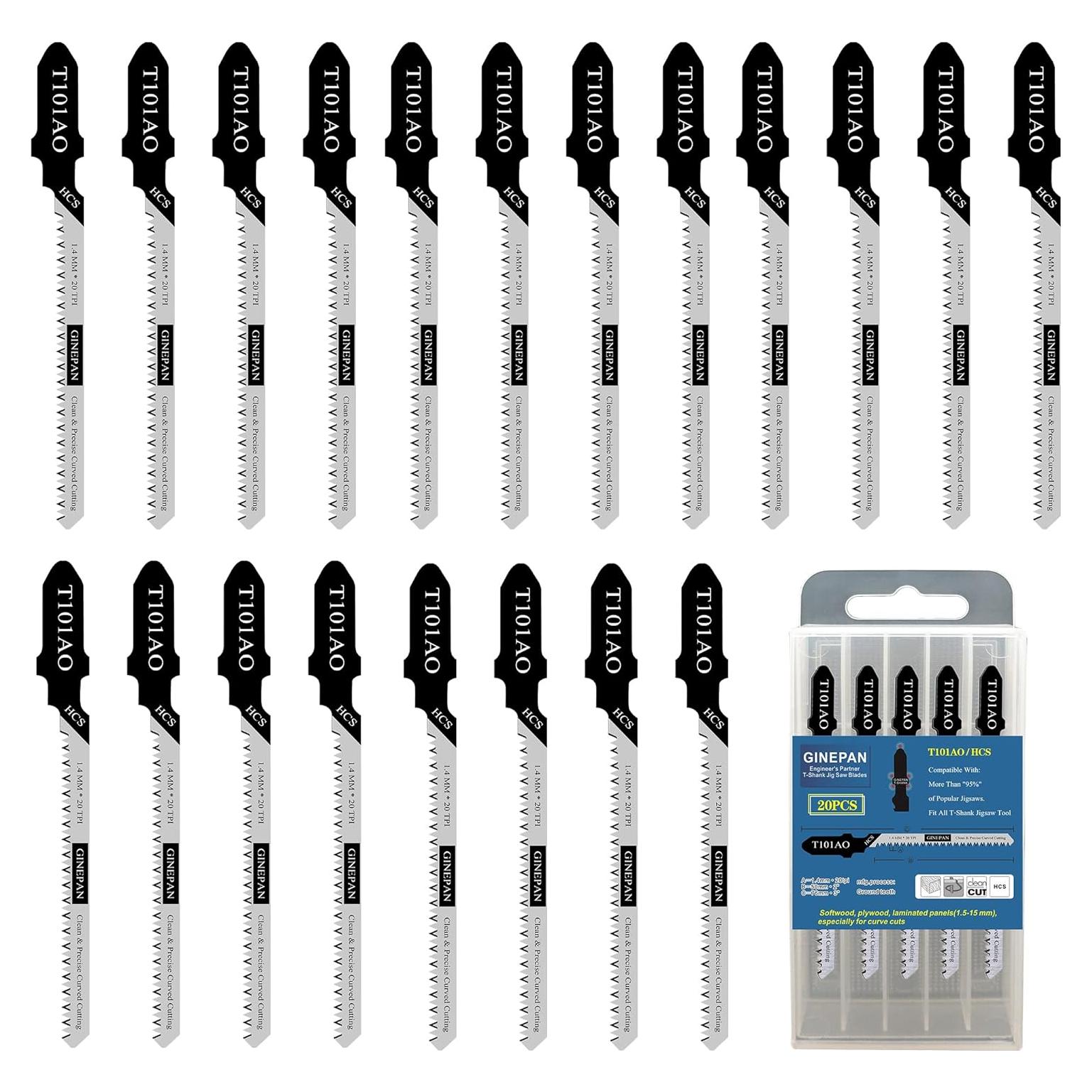 Cuchillas de sierra de calar GINEPAN T101AO 20PCS con estuche