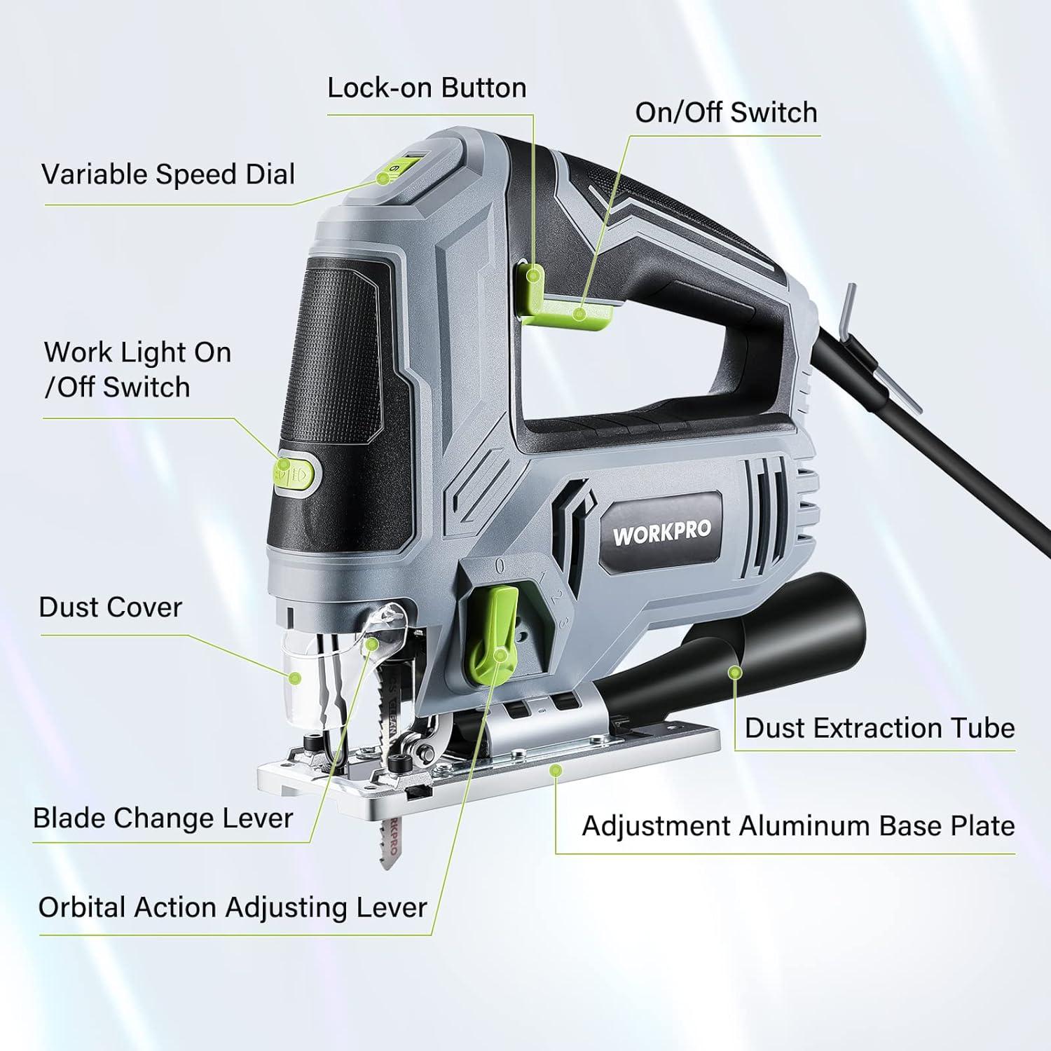 Sierra de Calar WORKPRO 850W 6 Velocidades 7 Hojas LED