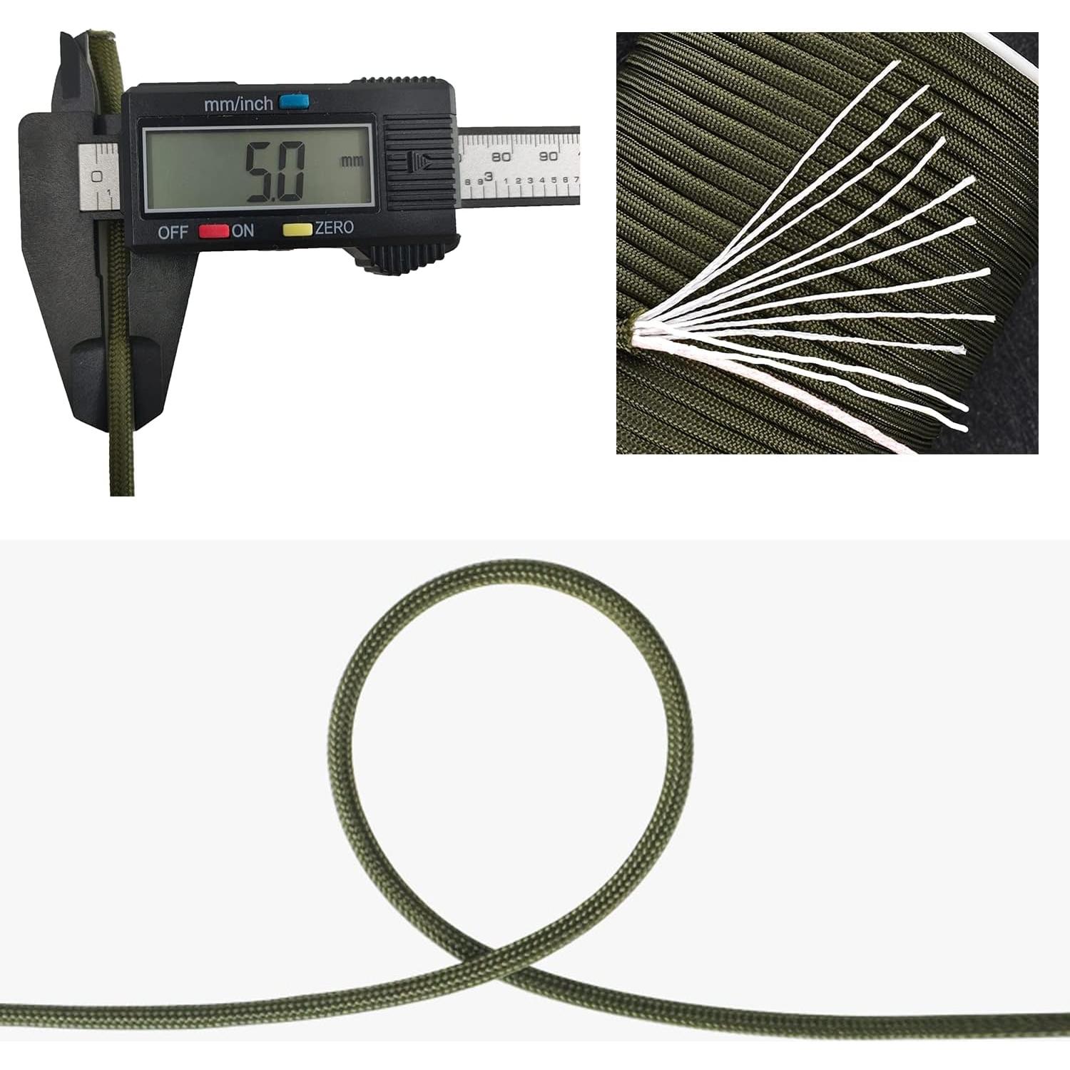 Cuerda Paracord 30,48m JIJI&ZEZE Camuflaje Verde 850lb