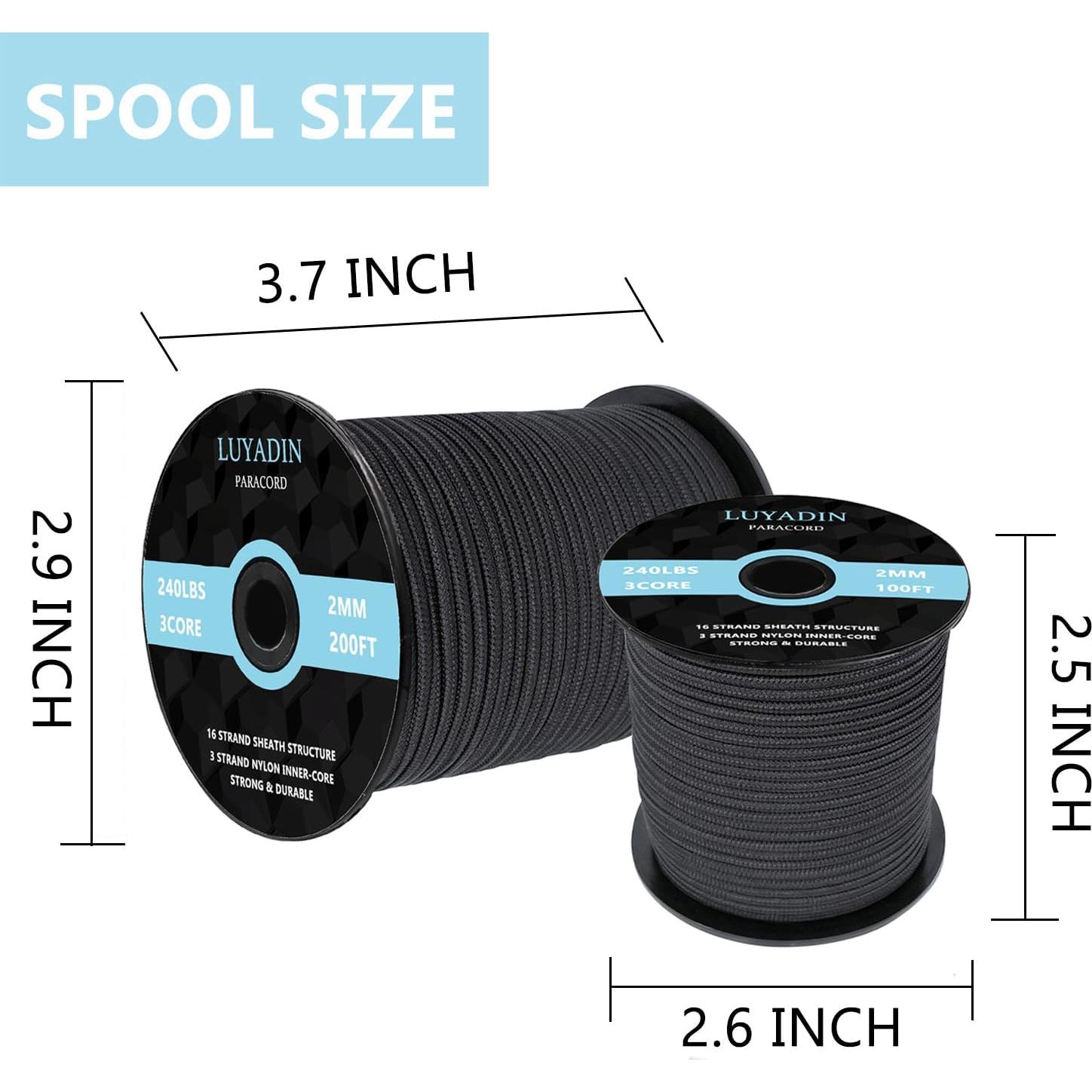 Cuerda Paracord 240lb LUYADIN 30,48m Nylon Negro